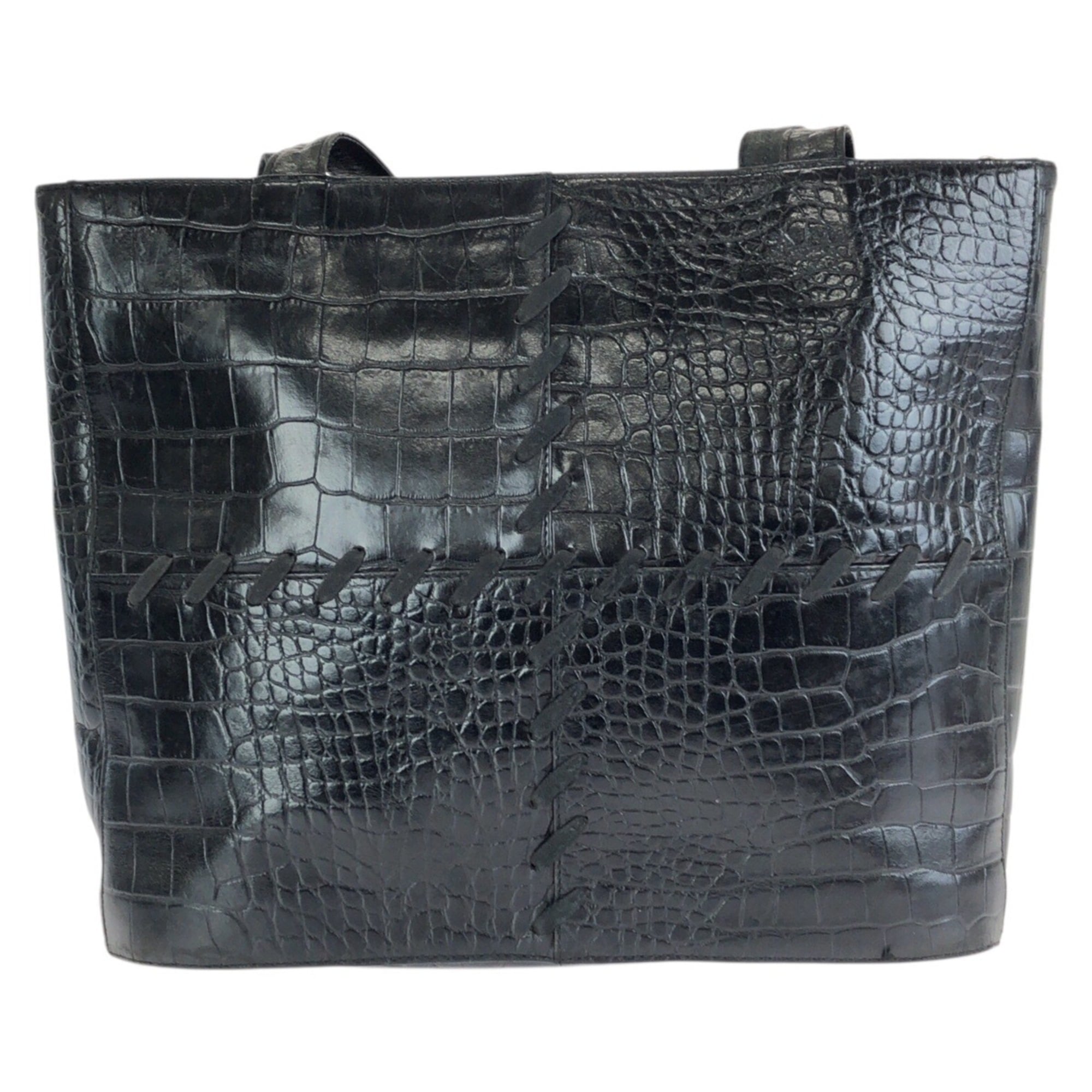 Yves Saint Laurent Black Leather Shoulder Bag Tote Bag (Pre-Owned)