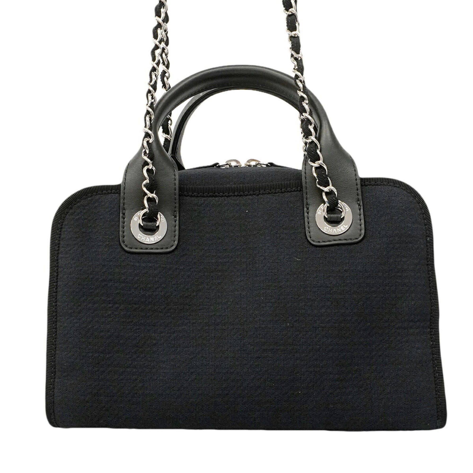 Chanel Black Canvas Handbag (Pre-Owned)