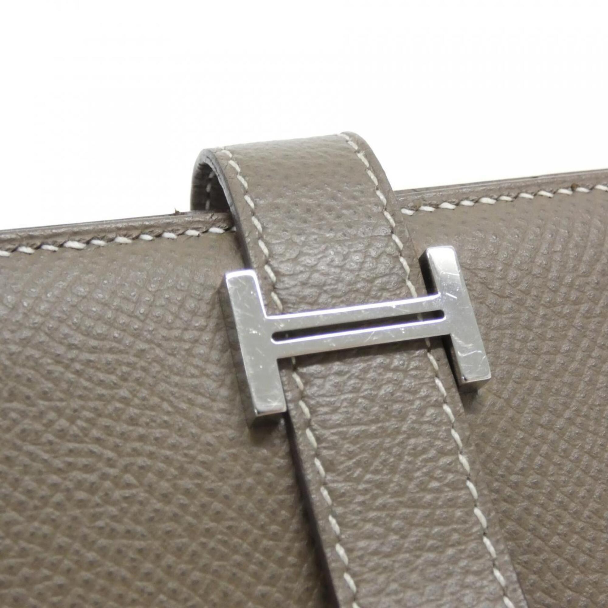 Hermes Etoupe Gray Epsom Leather Long Wallet (Bi-Fold) (Pre-Owned)
