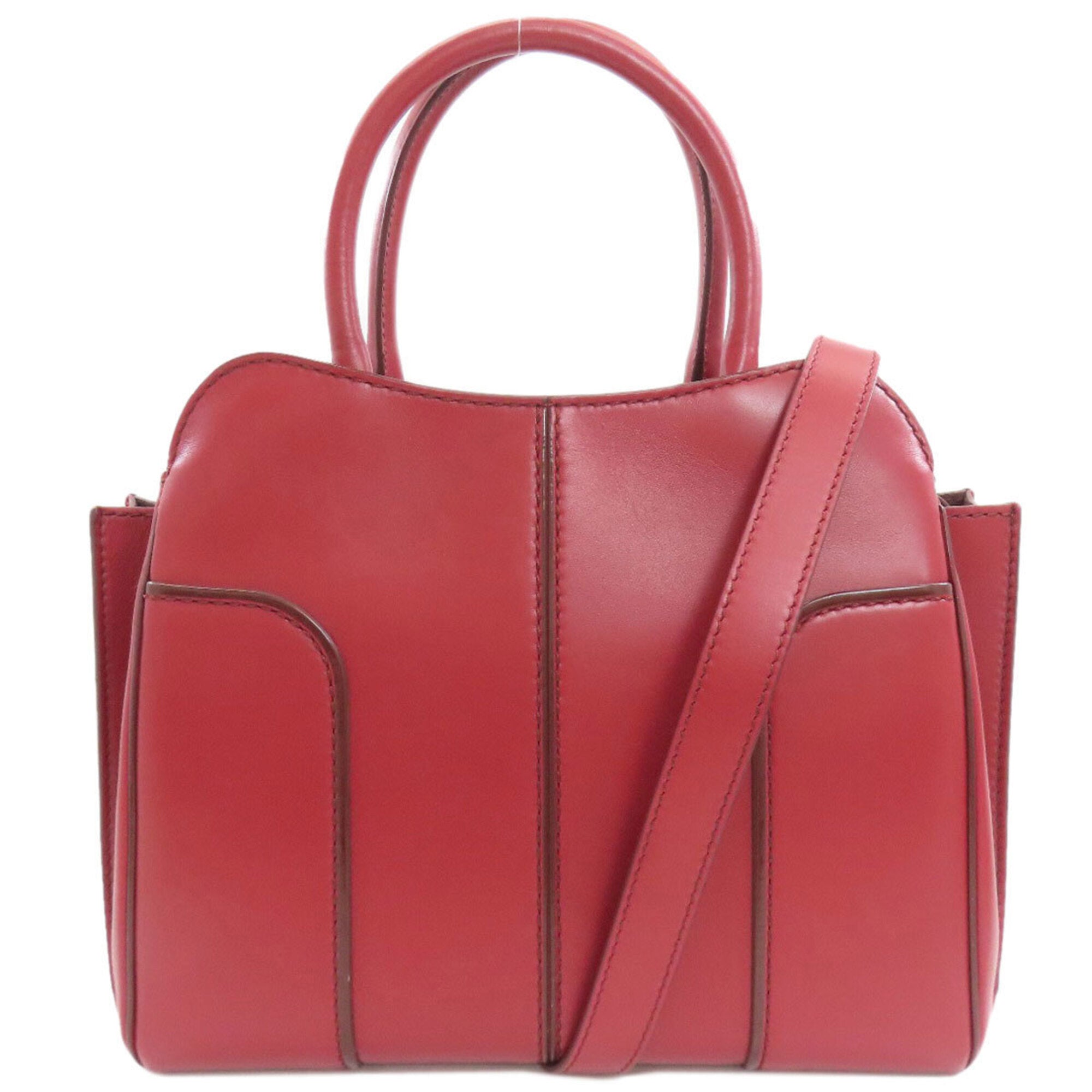 Tod's Red Color Leather Handbag (Pre-Owned)