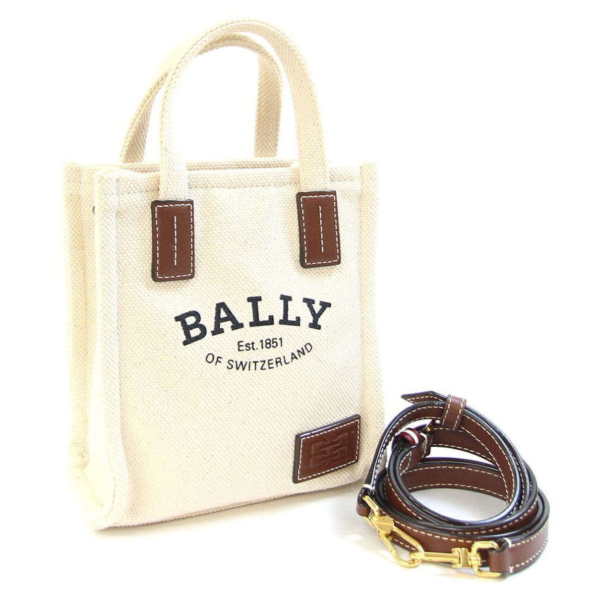Bally Brown Cotton Canvas Leather Handbag Pochette (Pre-Owned)