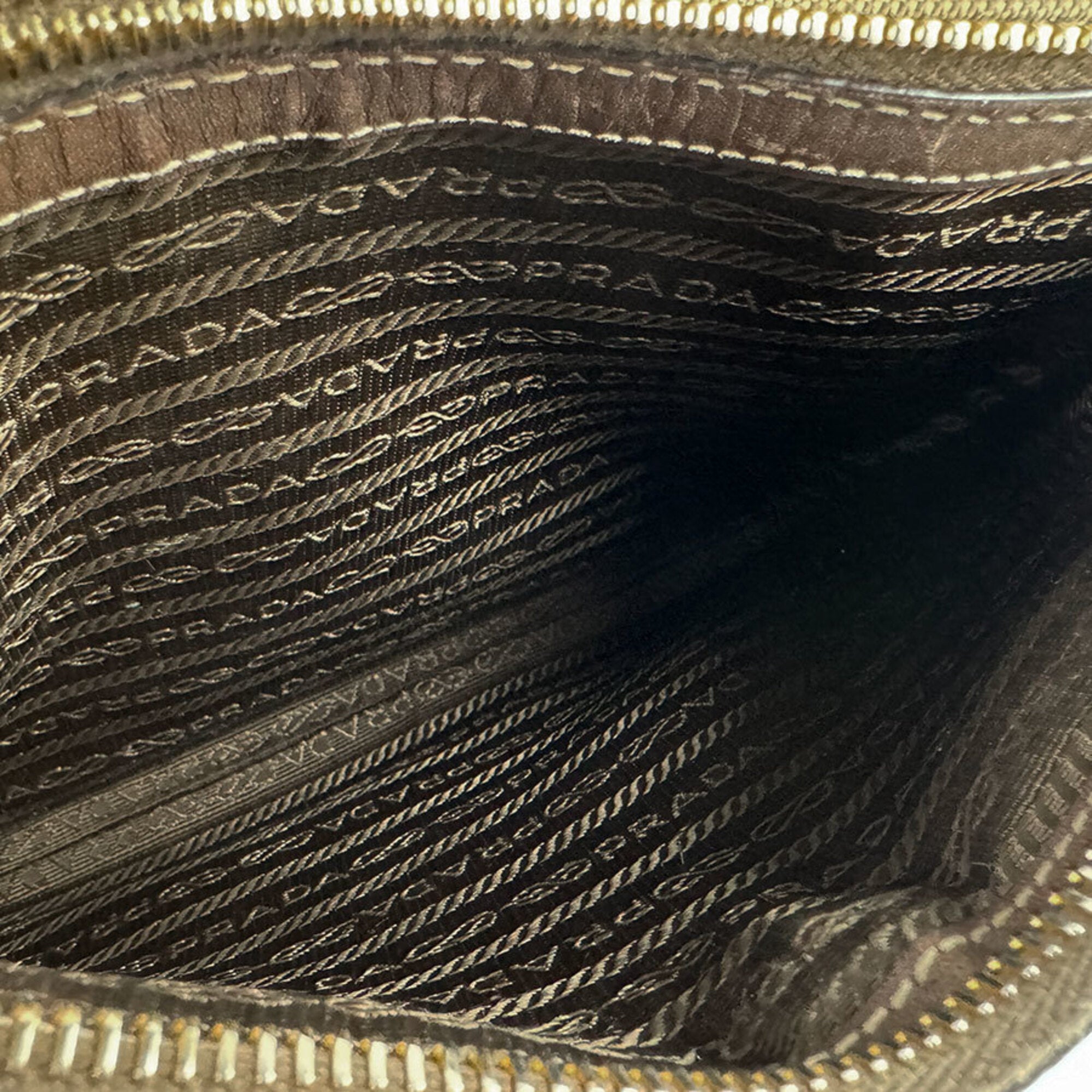 Prada Brown Canvas Leather Shoulder Bag (Pre-Owned)