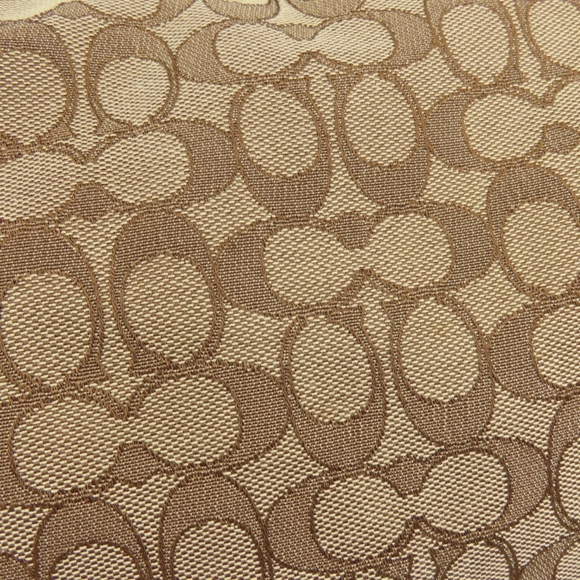 Coach Beige Brown Signature Line Tote Bag (Pre-Owned)