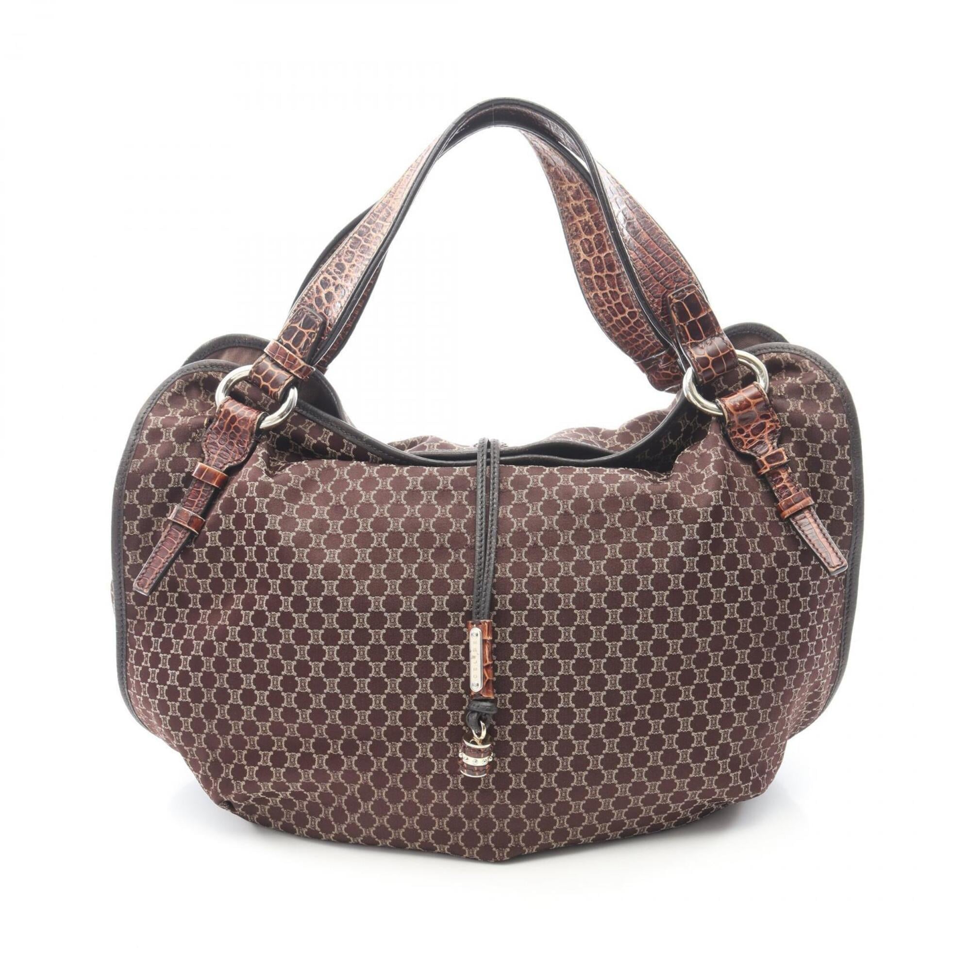 Celine Bittersweet Brown Canvas Leather Handbag (Pre-Owned)
