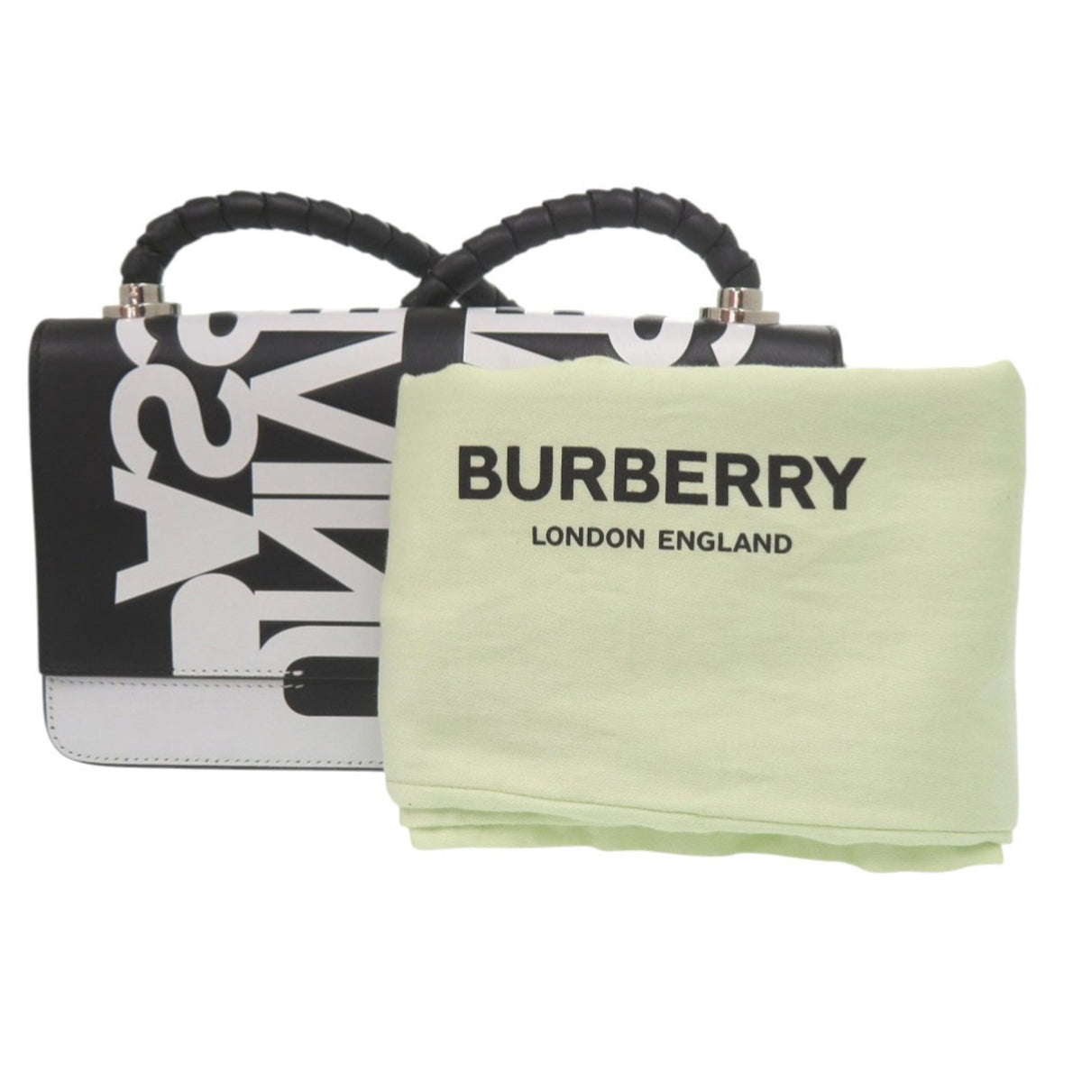 Burberry Black White Leather Shoulder Bag (Pre-Owned)