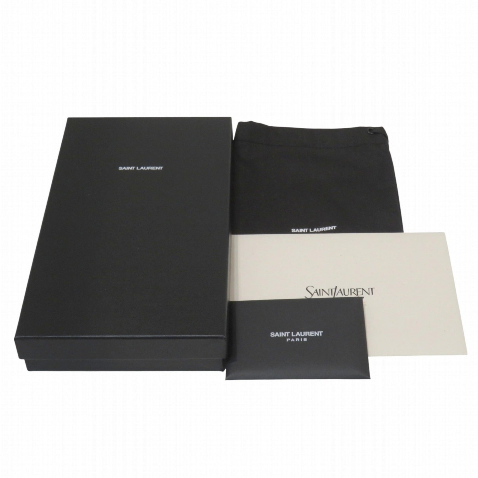 Yves Saint Laurent Black Leather Long Wallet (Bi-Fold) (Pre-Owned)