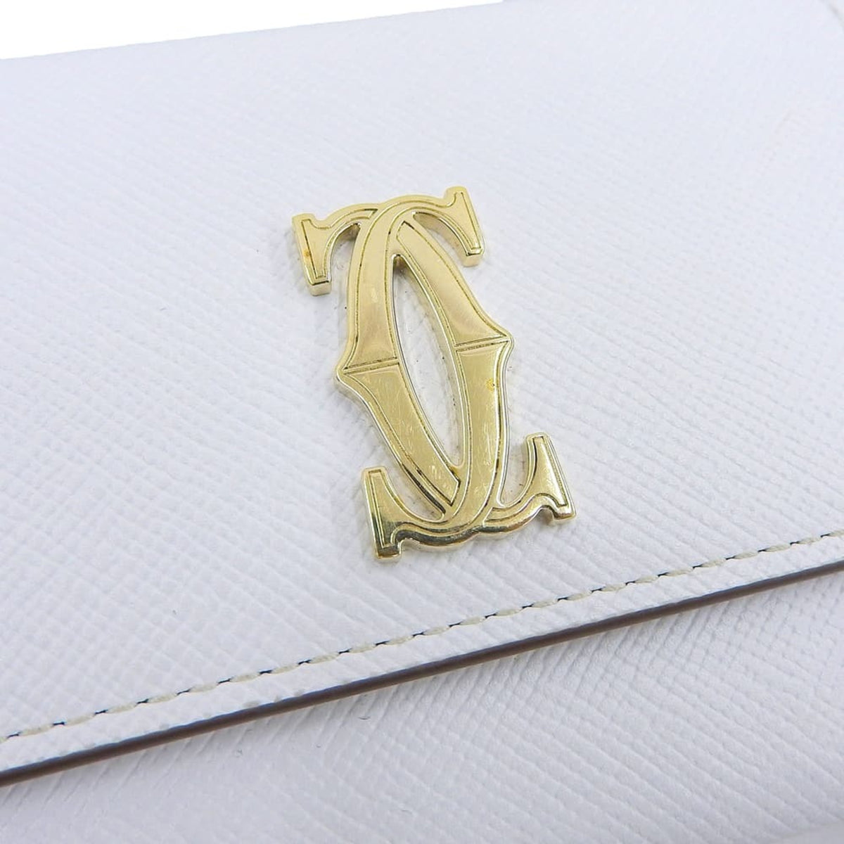Cartier White Leather Coin Purse/Coin Case (Pre-Owned)