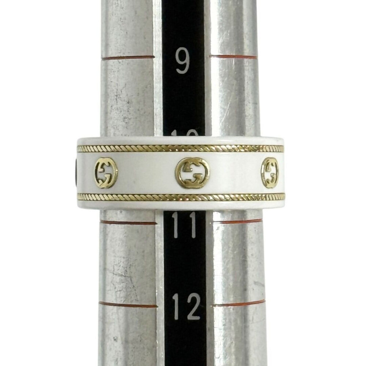 Gucci Gold White Yellow Gold (18K) Ceramic Band Ring (Pre-Owned)