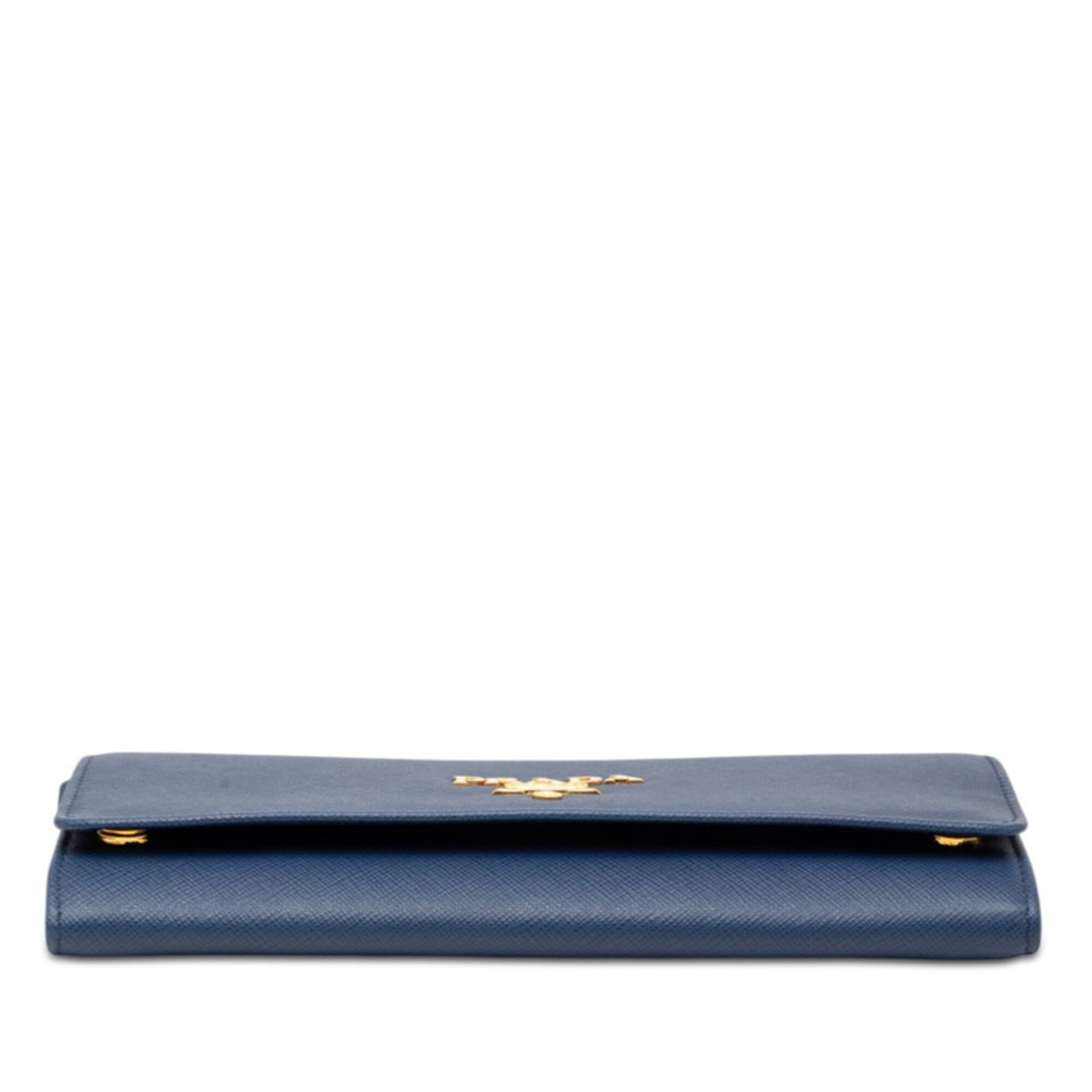 Prada Blue Leather Chain/Shoulder Wallet (Pre-Owned)