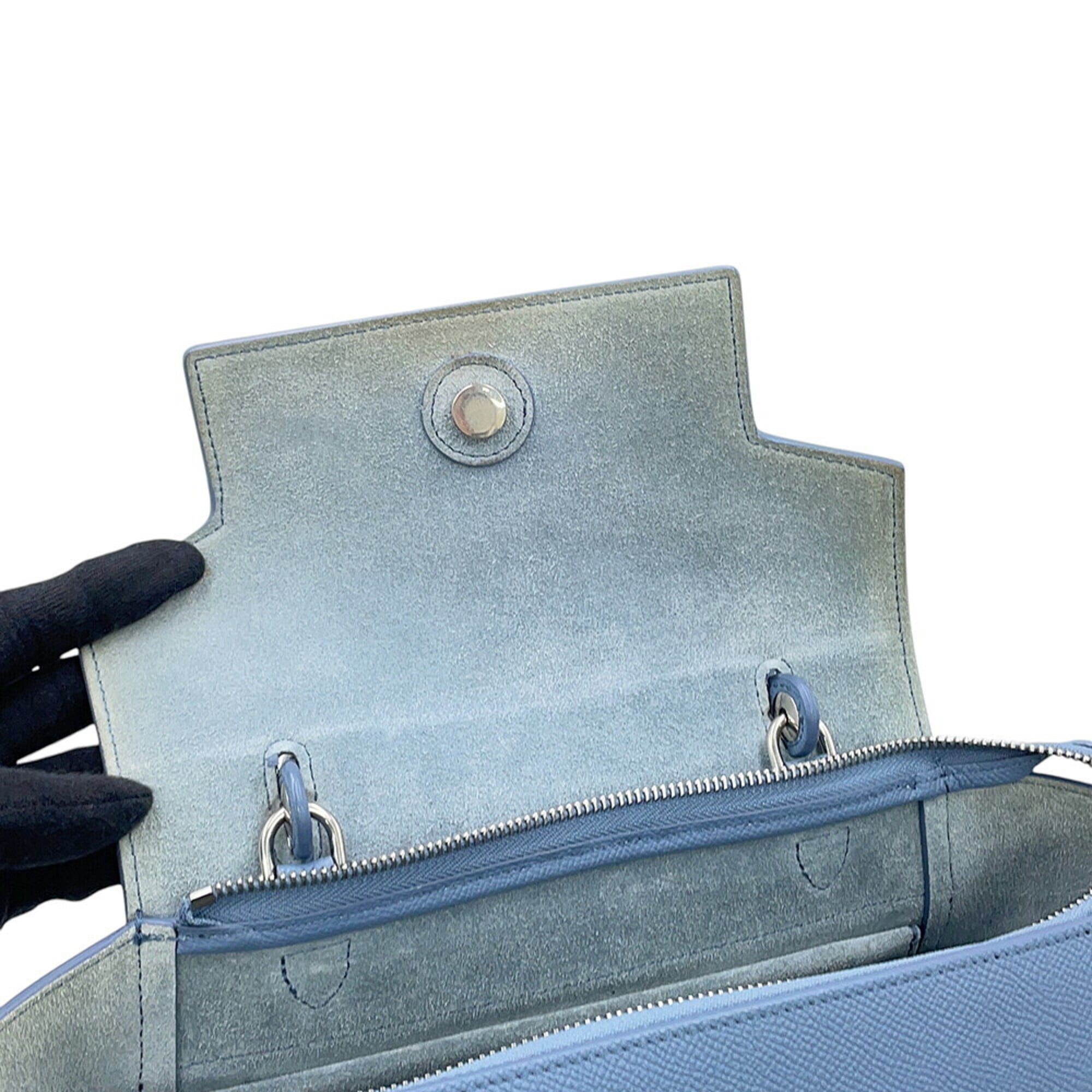 Celine Blue Leather Handbag Shoulder Bag (Pre-Owned)