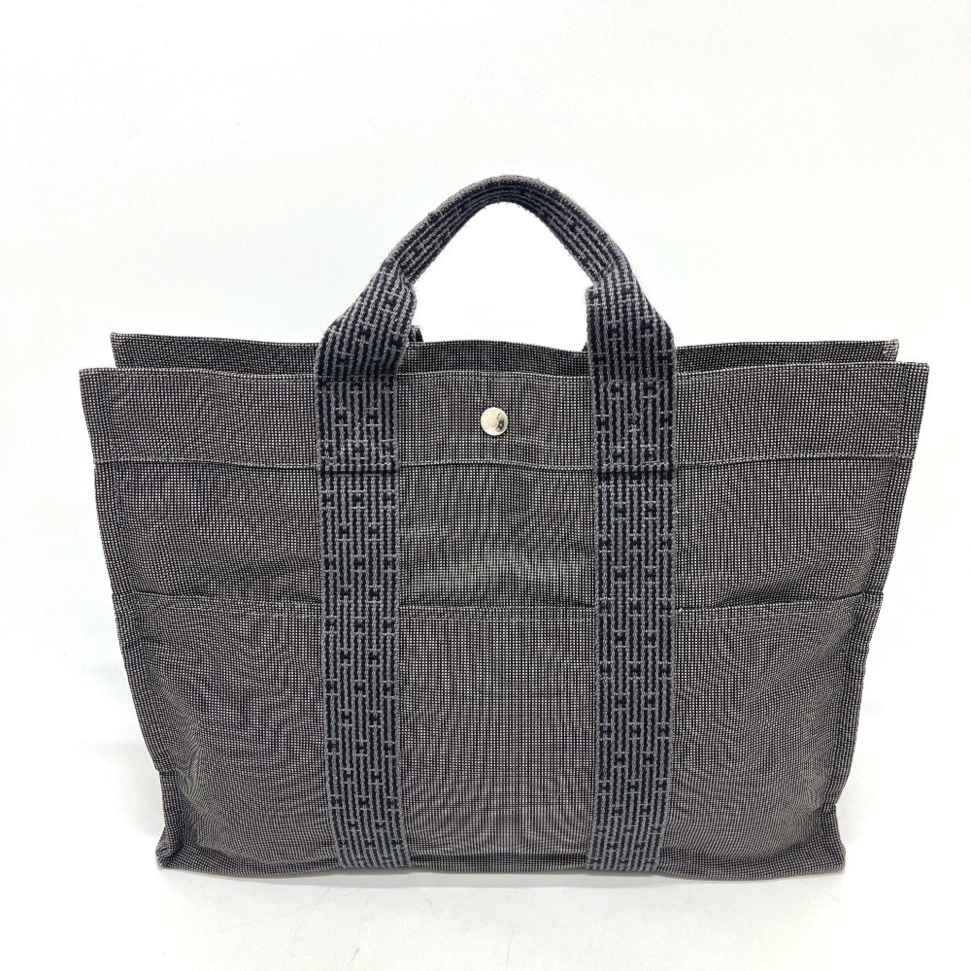 Hermes Gray Canvas Handbag Tote Bag (Pre-Owned)