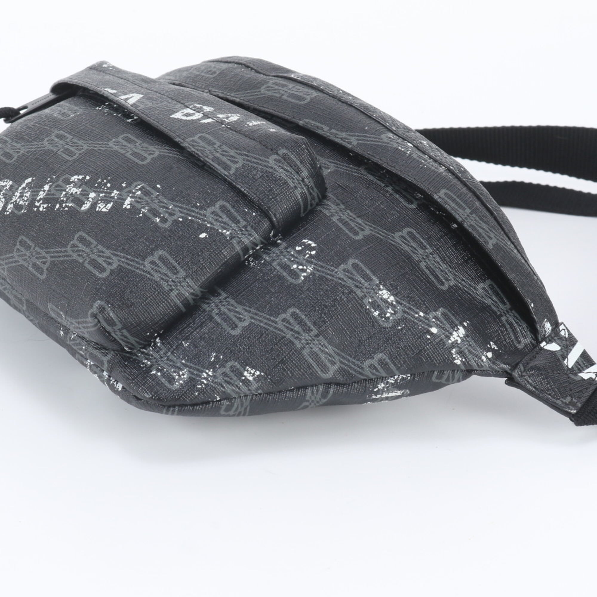 Balenciaga Black Leather Coated Canvas Pouch Shoulder Bag Sling Bag (Pre-Owned)