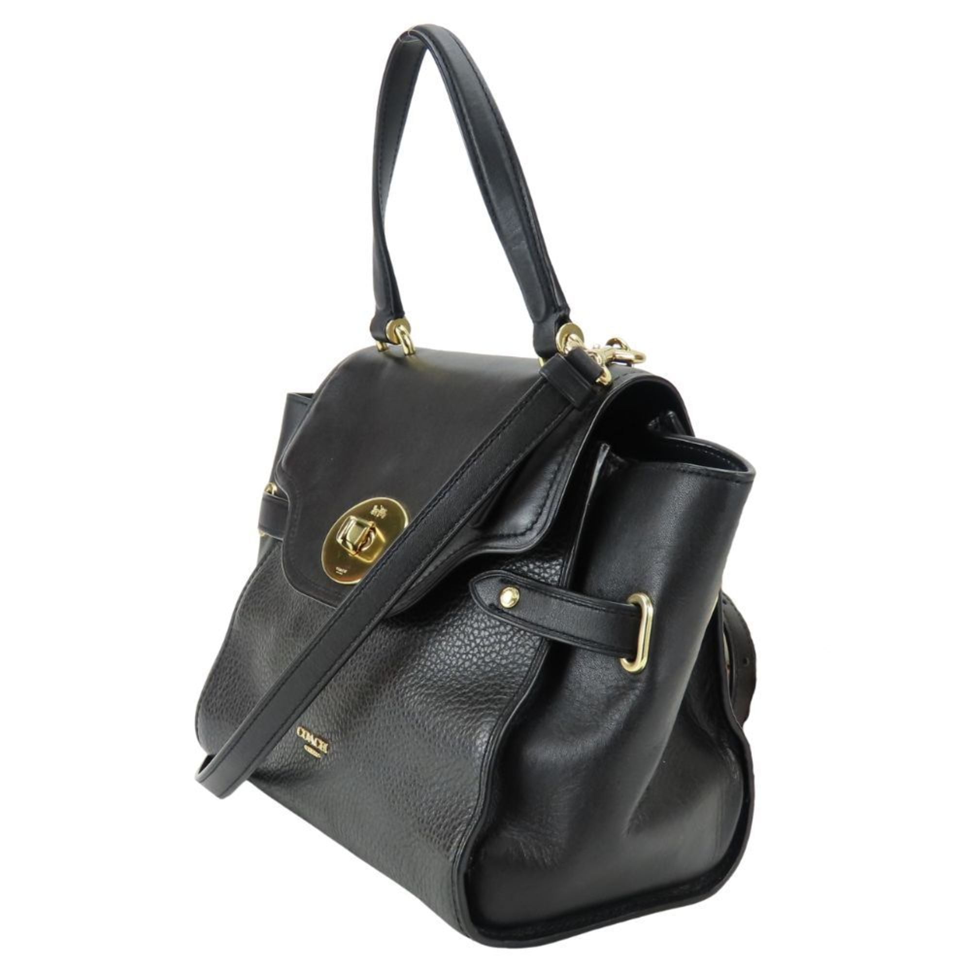 Coach Black Leather Handbag Shoulder Bag (Pre-Owned)