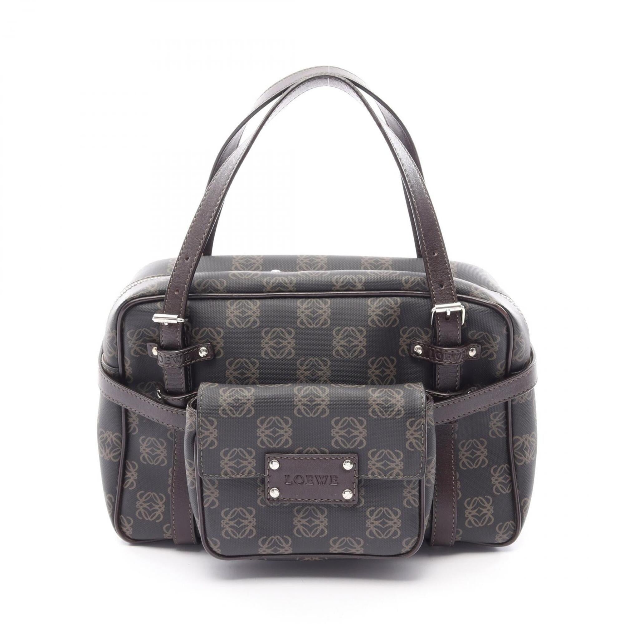 Loewe Black Brown Coated Canvas Leather Handbag Pouch (Pre-Owned)