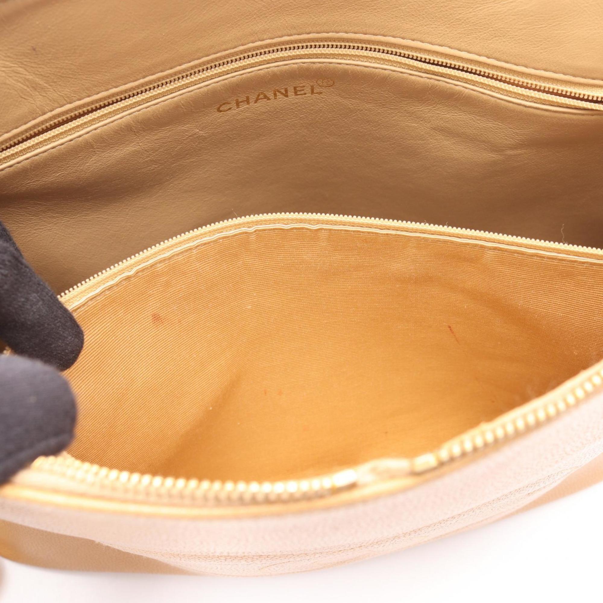 Chanel Beige Leather Handbag Tote Bag (Pre-Owned)