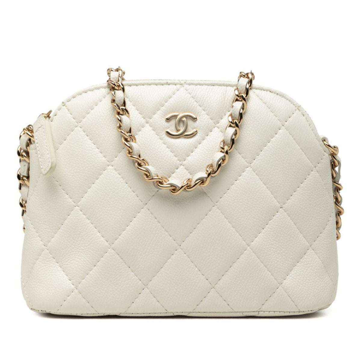 Chanel Matelasse White Grained Calfskin Shoulder Bag (Pre-Owned)