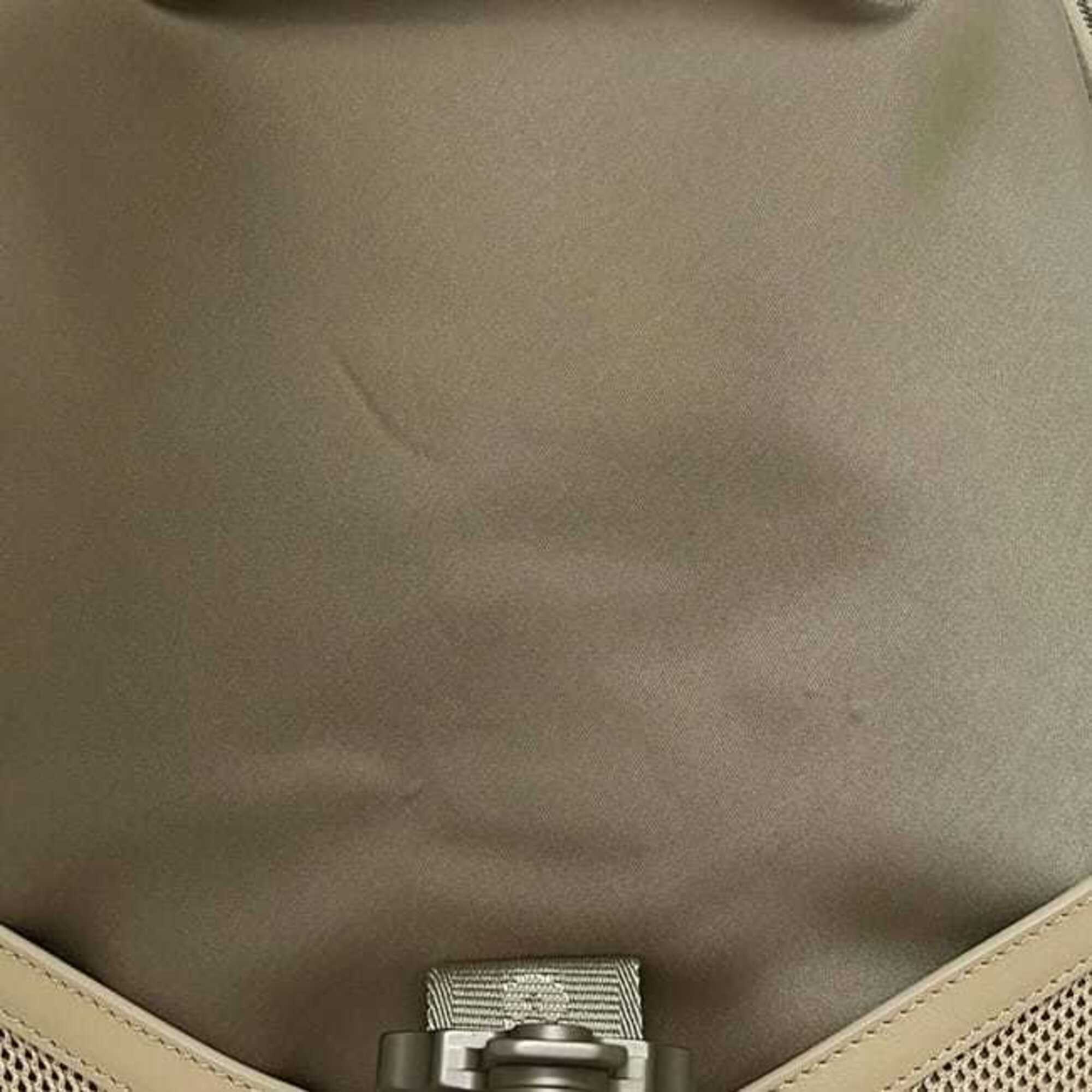 Christian Dior Beige Khaki Nylon Rubber Leather Backpack (Pre-Owned)
