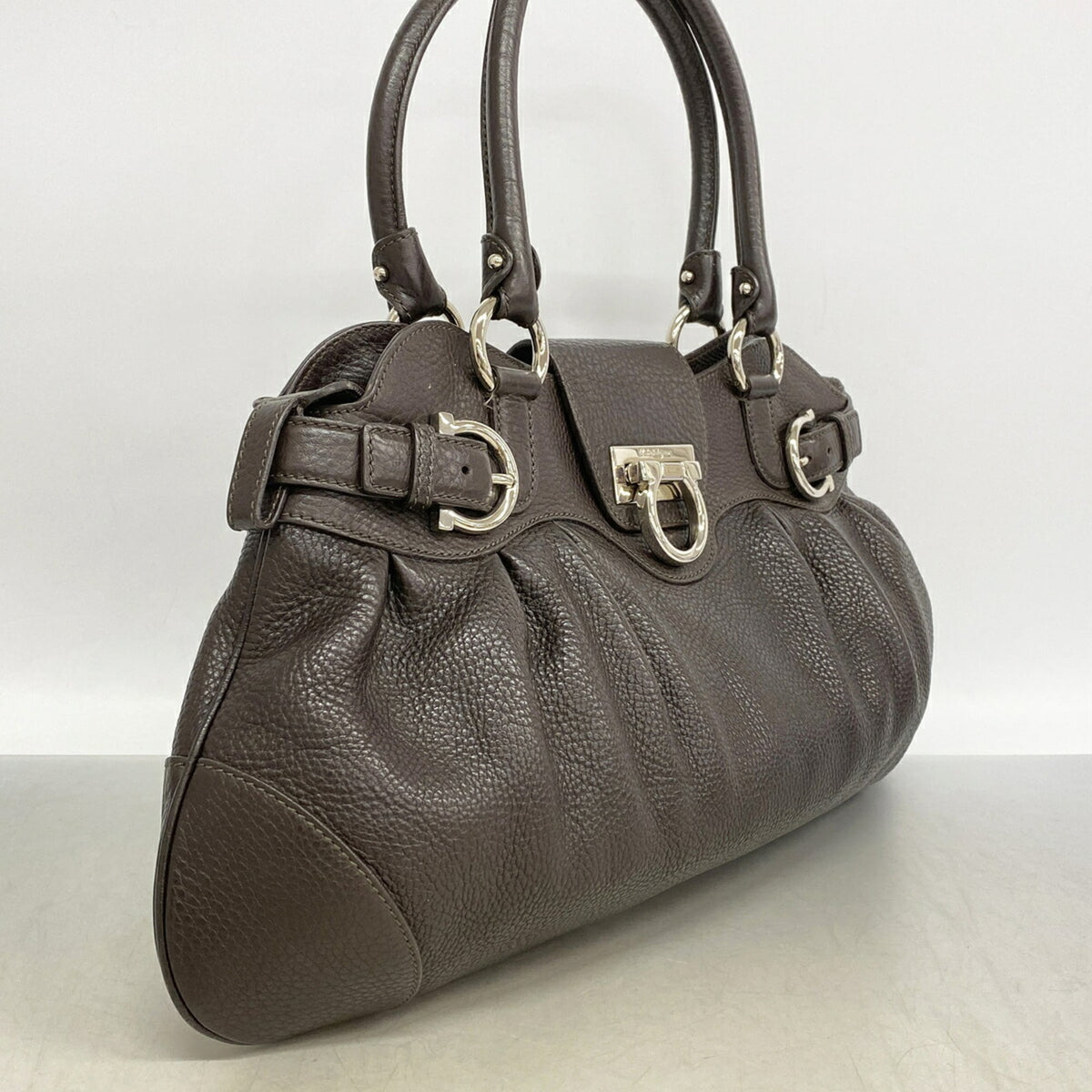 Salvatore Ferragamo Dark Brown Leather Handbag (Pre-Owned)