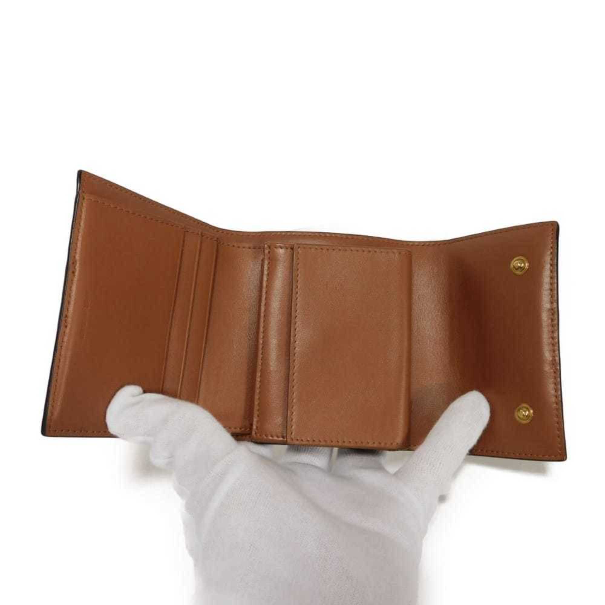 Celine Black Brown Coated Canvas Leather Wallet (Tri-Fold) (Pre-Owned)
