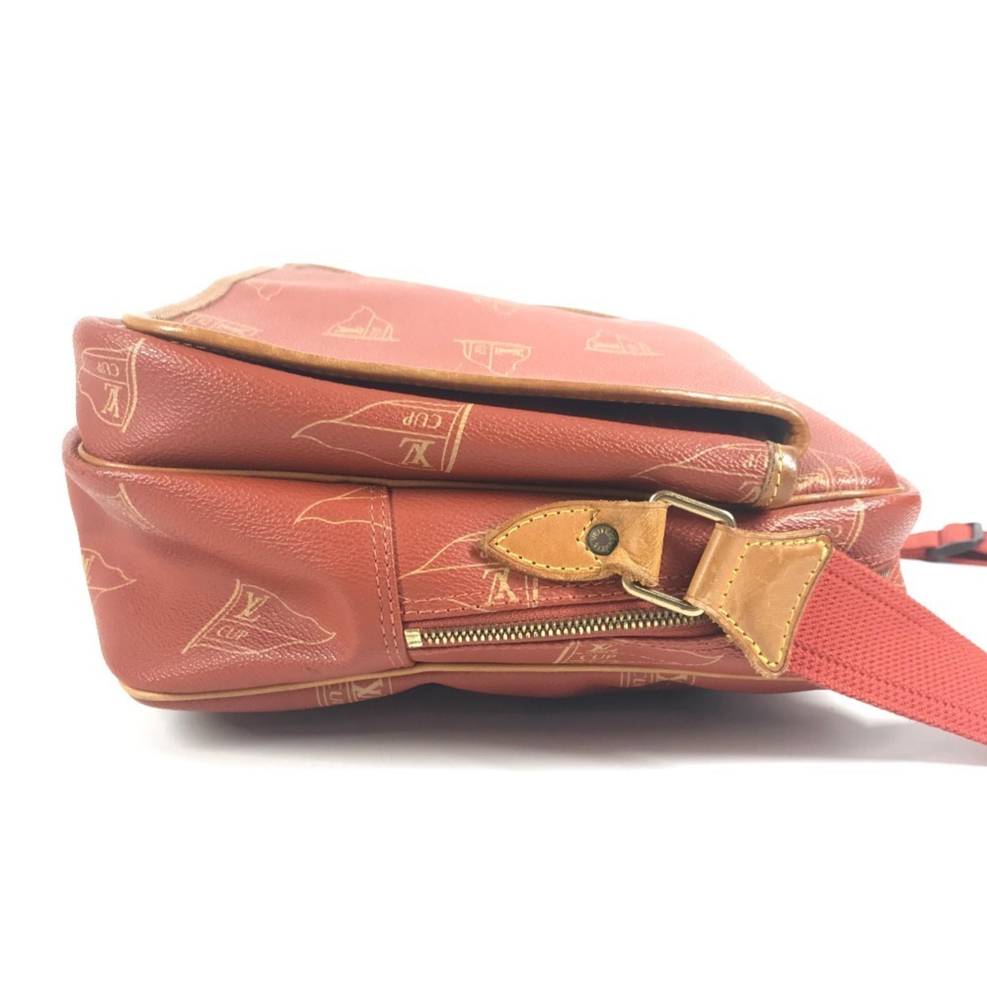 Louis Vuitton Galle Orange Leather Canvas Messenger Bag Shoulder Bag (Pre-Owned)