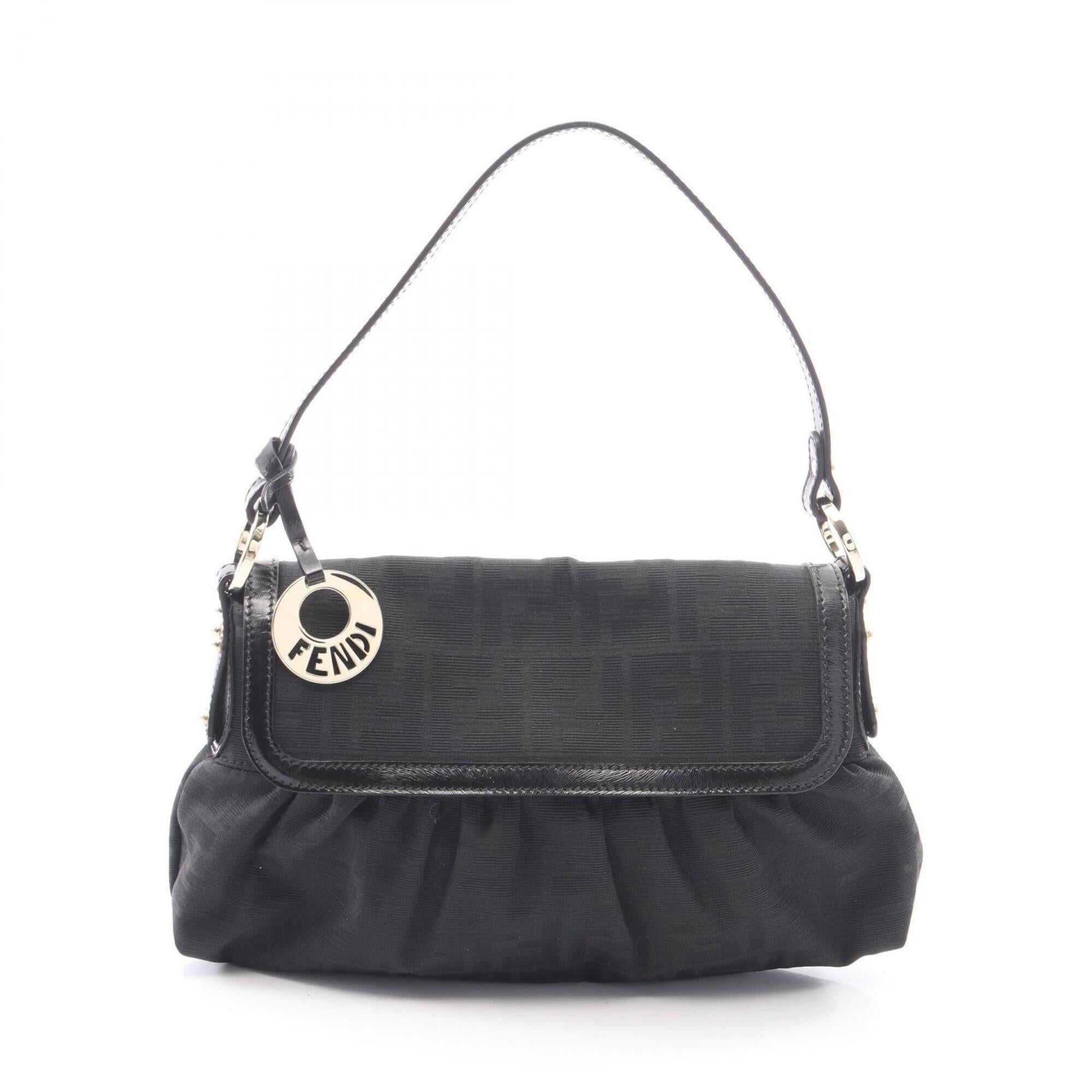 Fendi Black Canvas Leather Handbag Shoulder Bag (Pre-Owned)