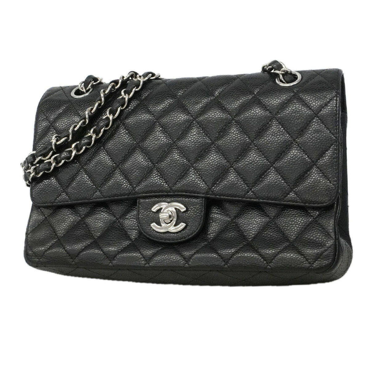 Chanel Black Grained Calfskin Shoulder Bag (Pre-Owned)