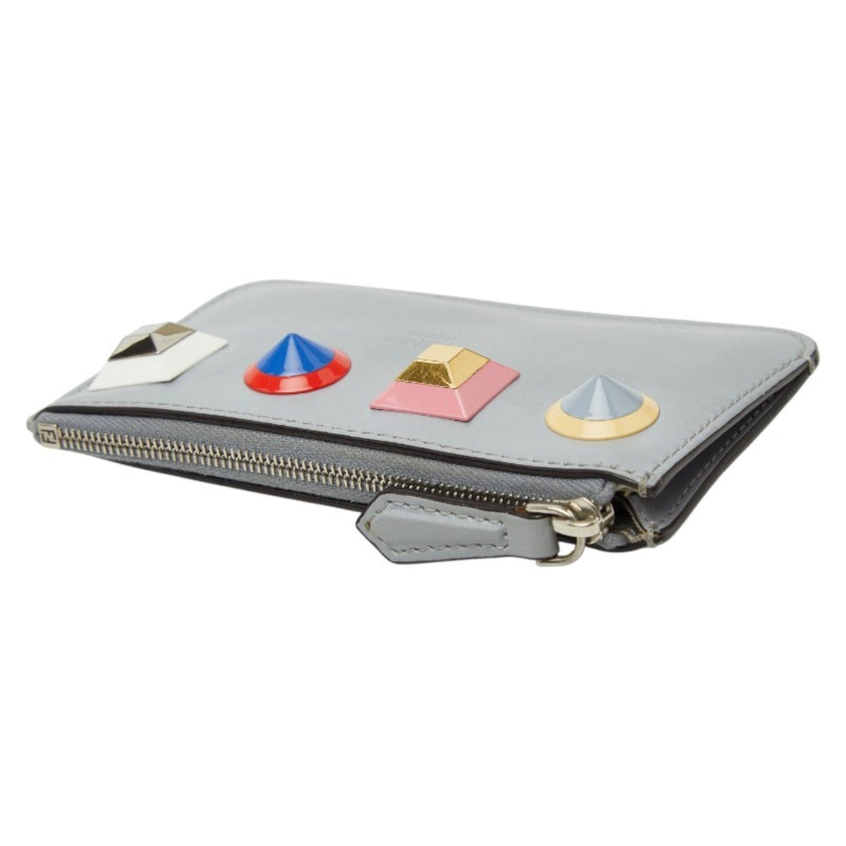 Fendi Gray Multi-Color Leather Coin Purse/Coin Case (Pre-Owned)
