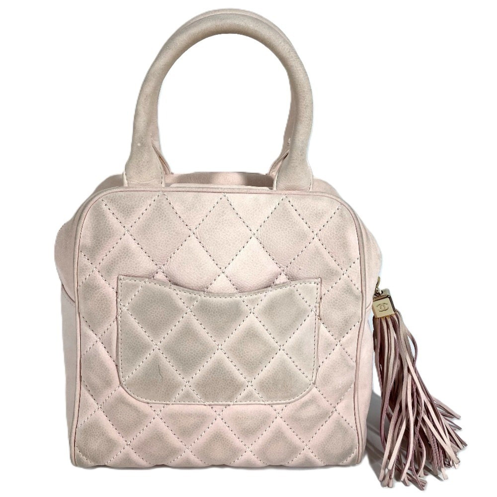 Chanel Matelasse Light Pink Leather Boston Bag Handbag (Pre-Owned)
