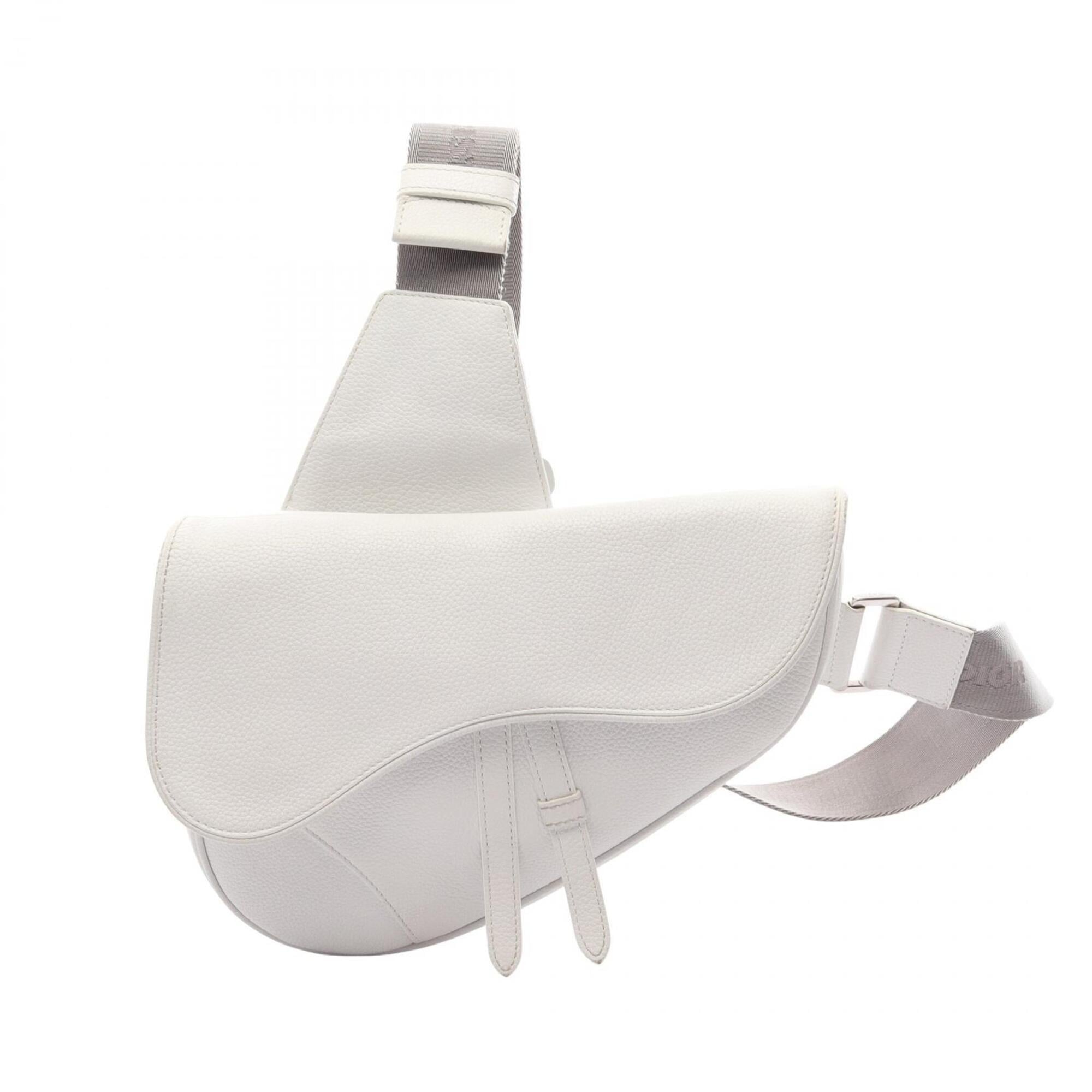 Christian Dior White Leather Fanny Pack Handbag Saddle Bag (Pre-Owned)