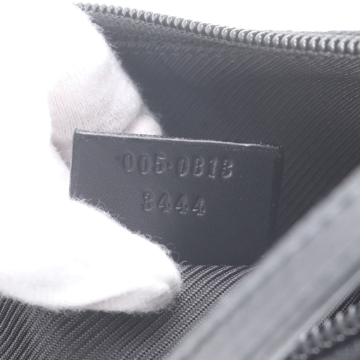 Gucci Black Navy Leather Canvas Handbag Shoulder Bag (Pre-Owned)
