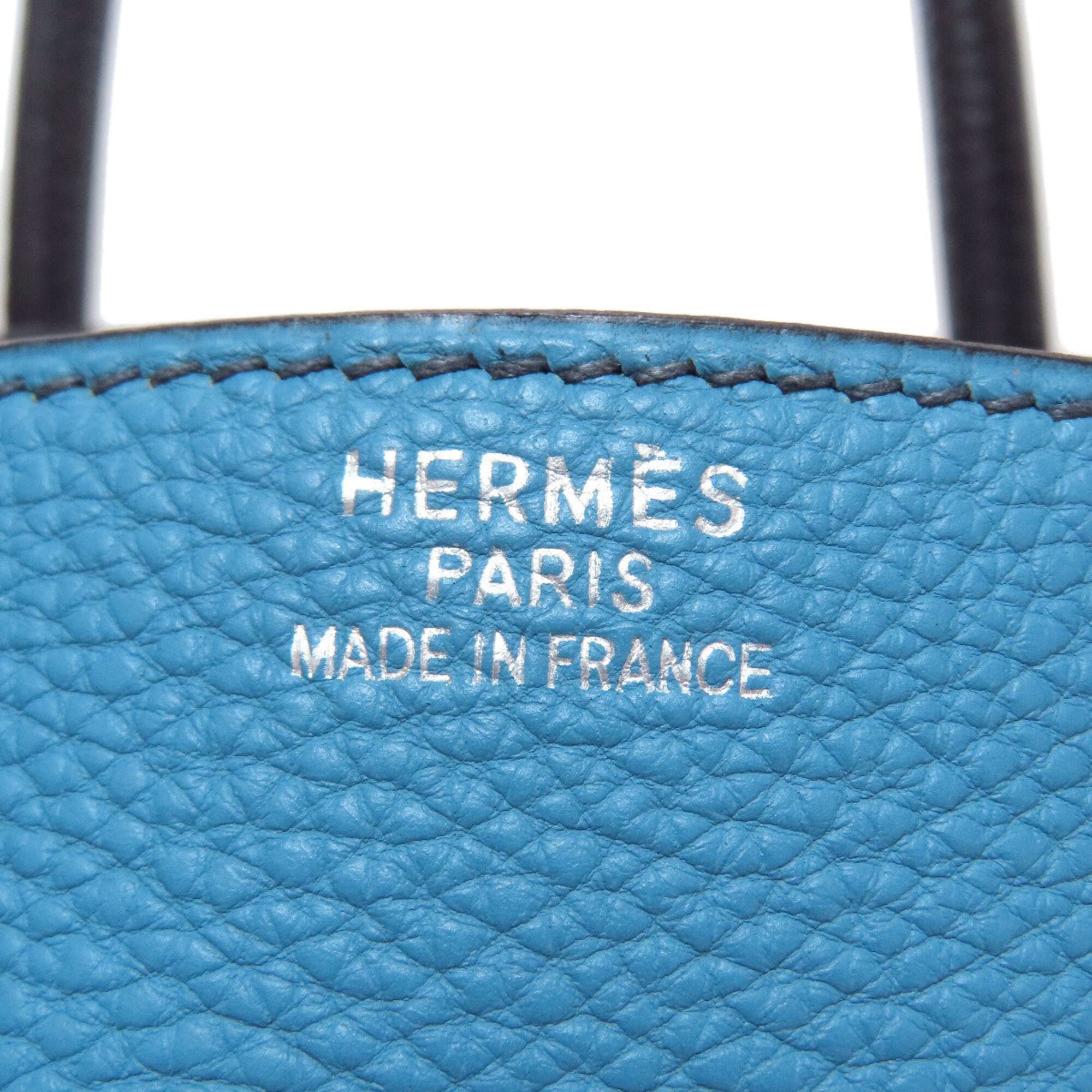 Hermes Black Blue Navy Togo Leather Handbag (Pre-Owned)