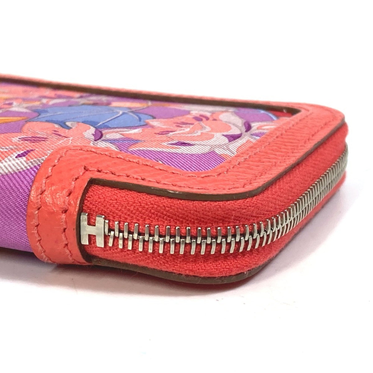 Hermes Soie Cool Rose Jaipur Epsom Leather Silk Wallet (Bi-Fold) (Pre-Owned)