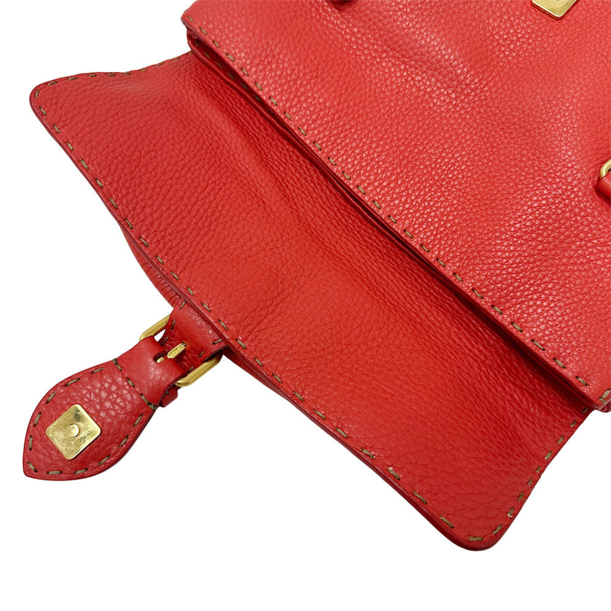 Fendi Red Color Leather Handbag (Pre-Owned)