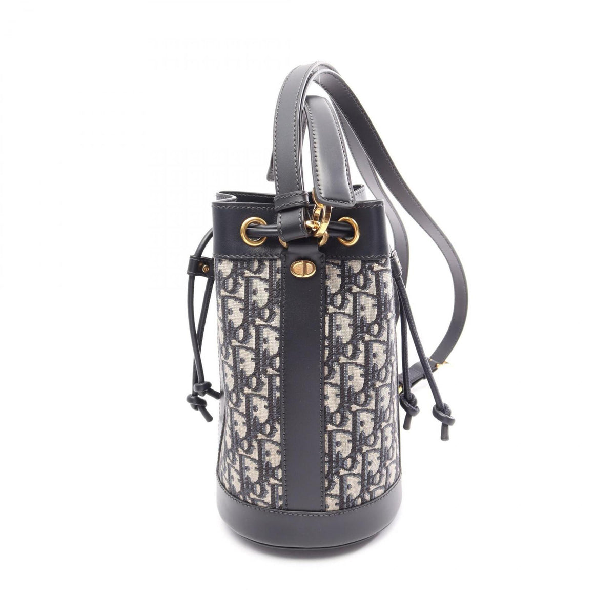 Christian Dior Beige Navy Leather Canvas Backpack Handbag (Pre-Owned)