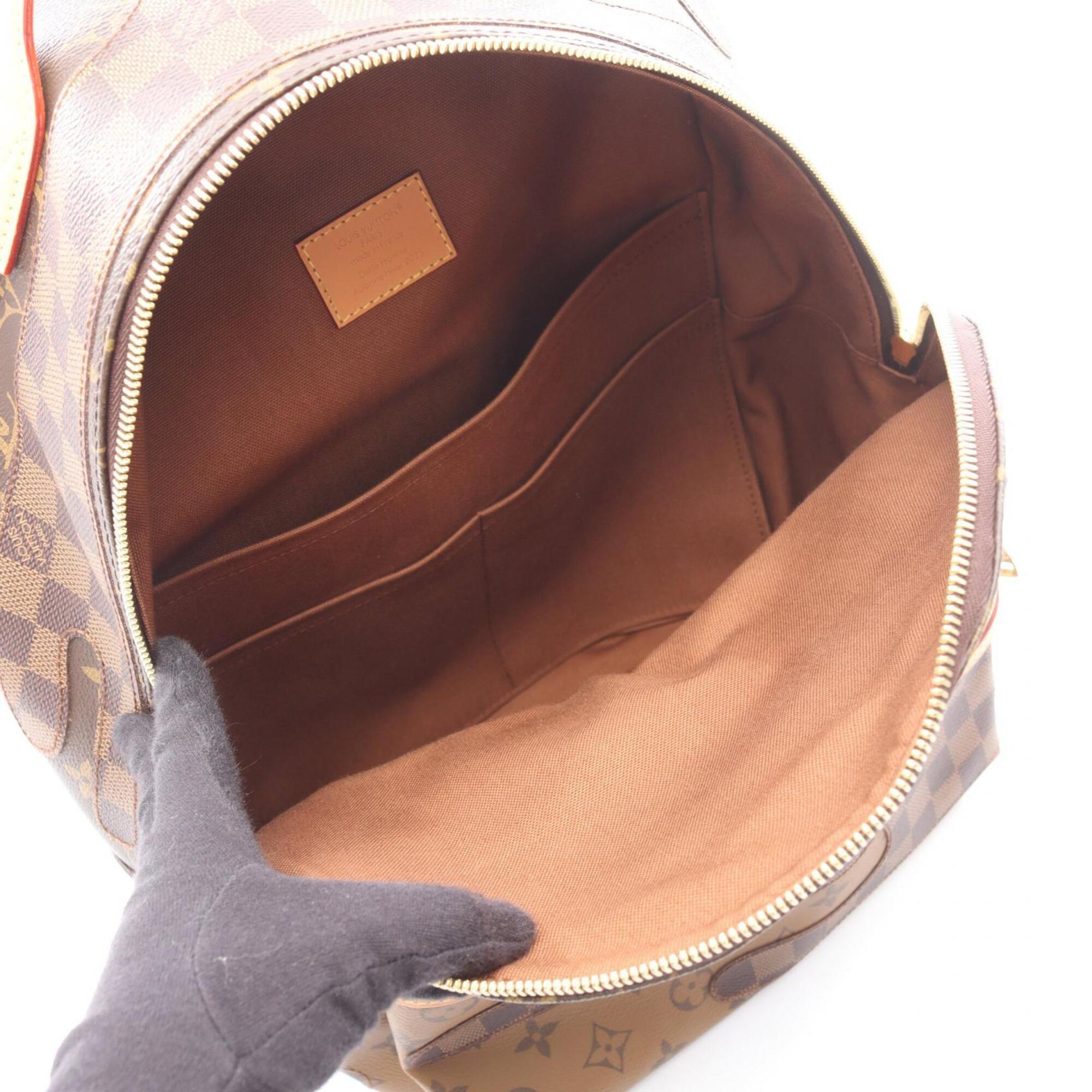 Louis Vuitton Brown Coated Canvas Leather Backpack (Pre-Owned)