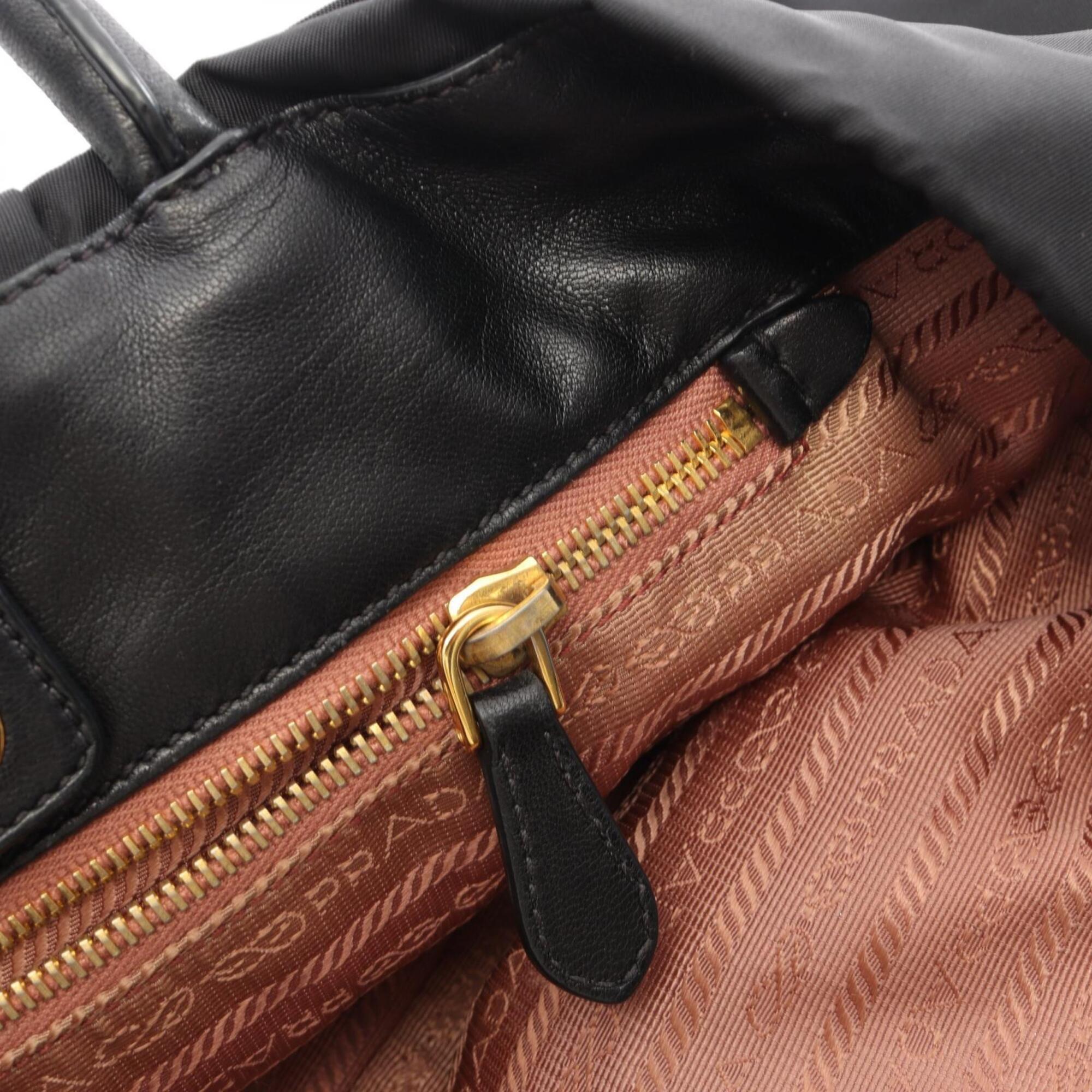 Prada Black Nylon Leather Handbag (Pre-Owned)