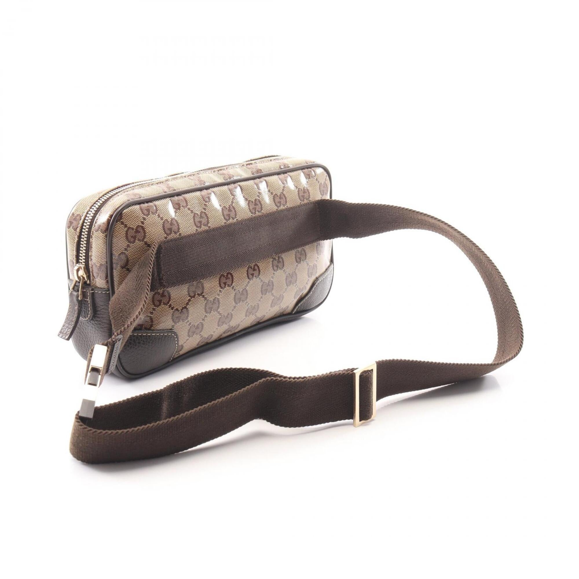 Gucci Beige Brown Pvc Coated Canvas Leather Fanny Pack (Pre-Owned)