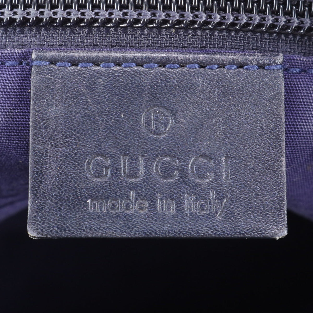 Gucci Navy Leather Nylon Handbag Shoulder Bag Tote Bag (Pre-Owned)