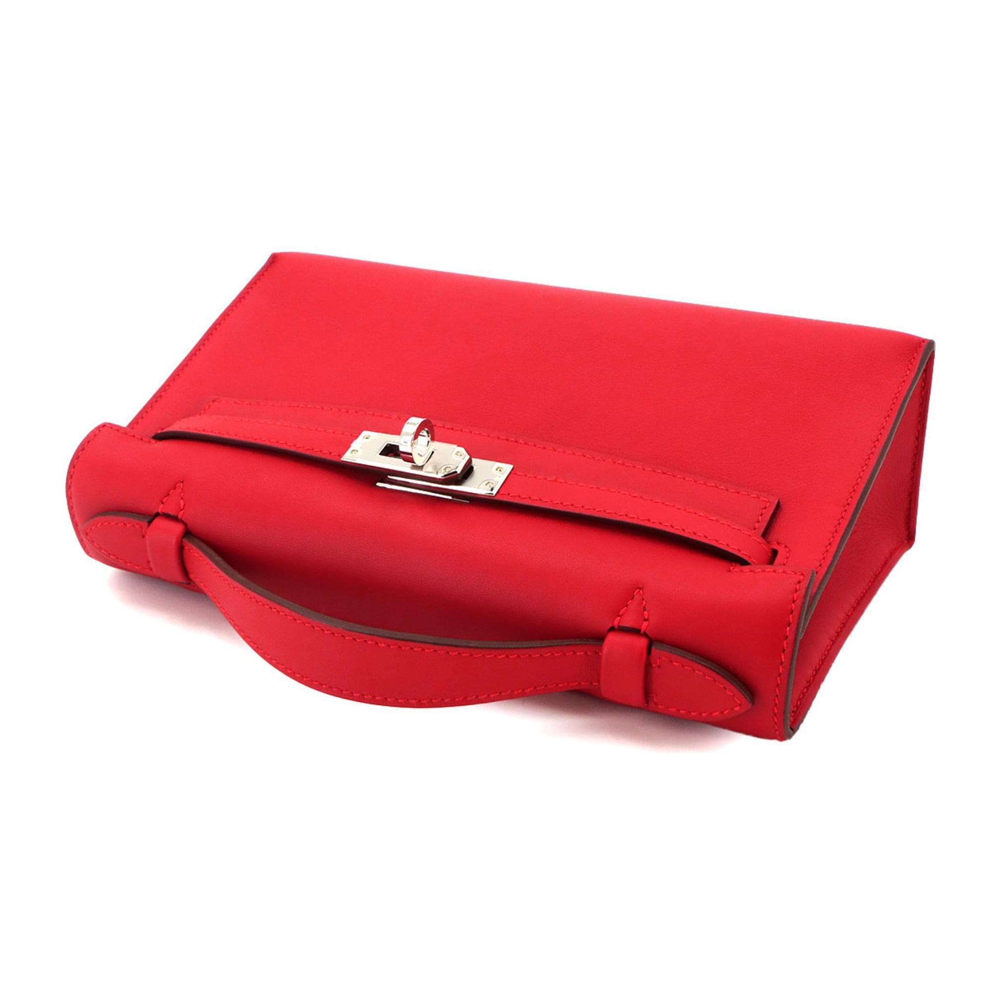 Hermes Red Color Swift Leather Handbag Pochette (Pre-Owned)