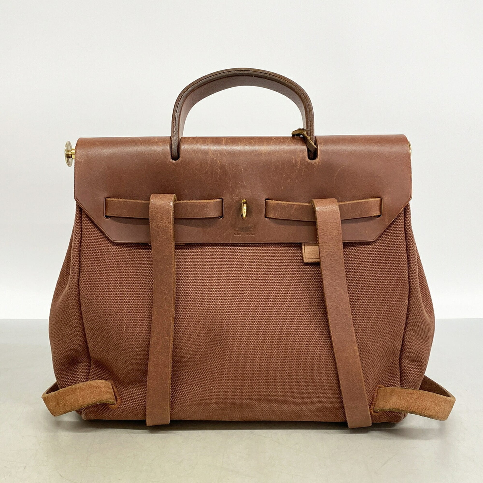 Hermes Brown Toile Officier Backpack (Pre-Owned)