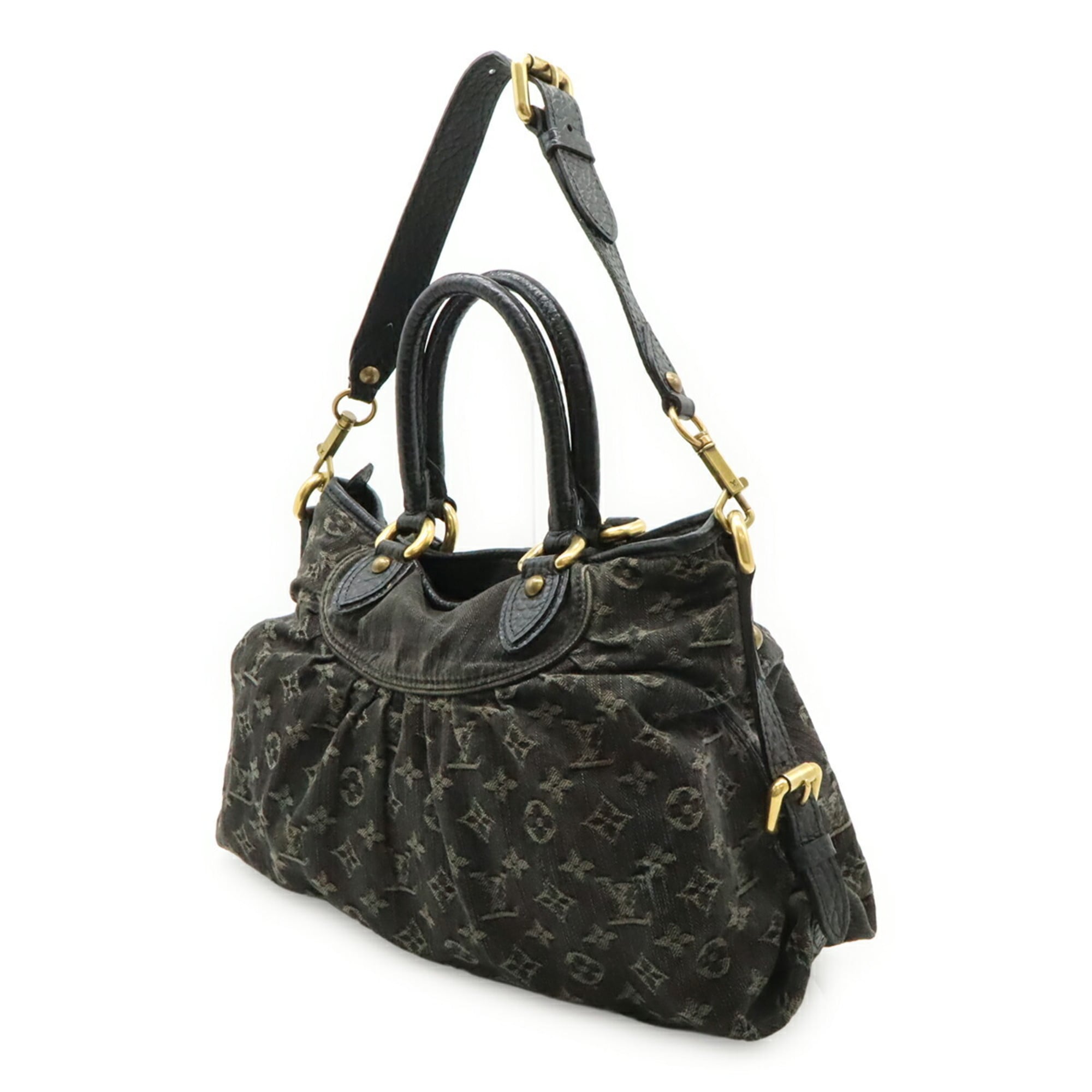 Louis Vuitton Black Noir Monogram Denim Shoulder Bag Tote Bag (Pre-Owned)