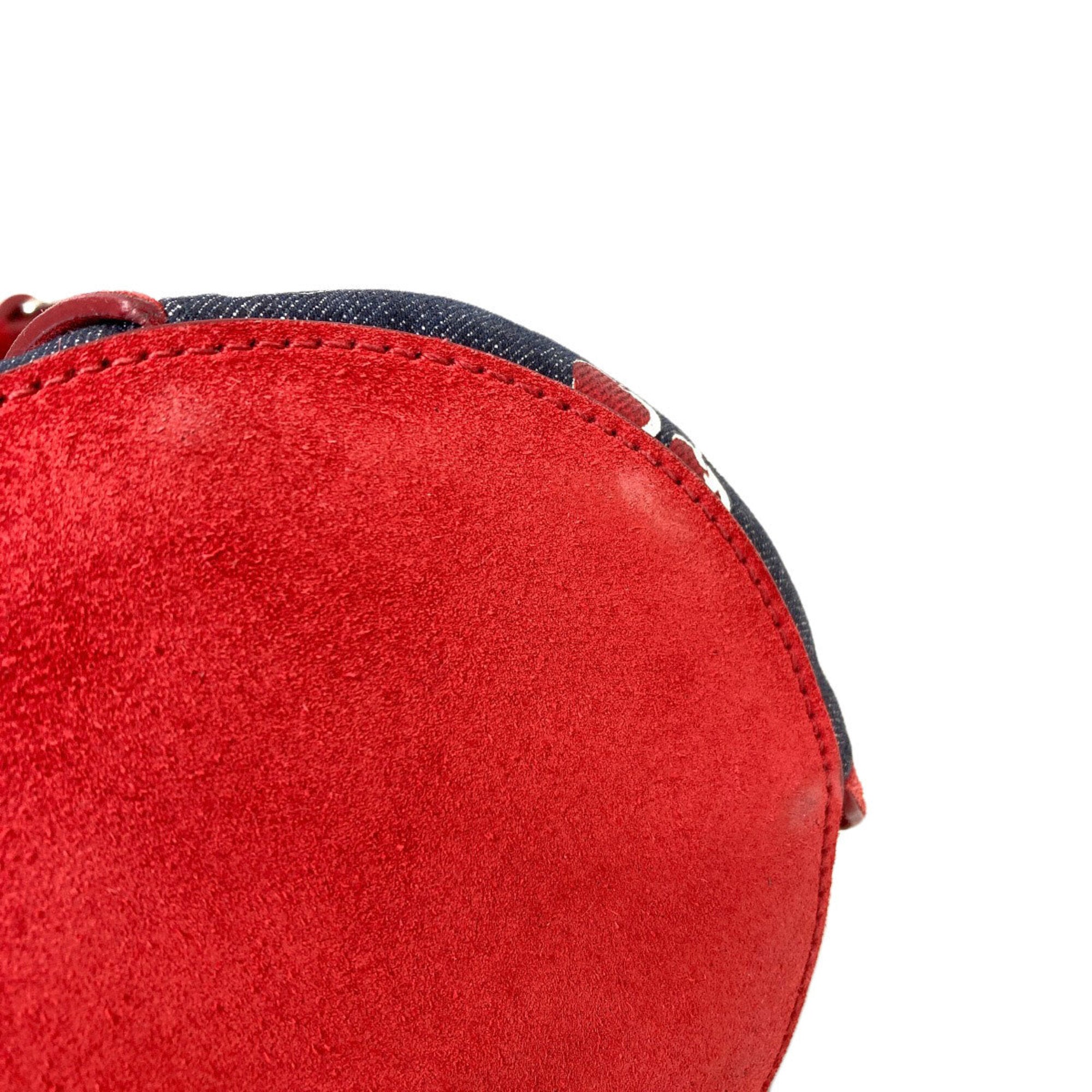 Miu Miu Blue Red Color Denim Pouch Shoulder Bag (Pre-Owned)