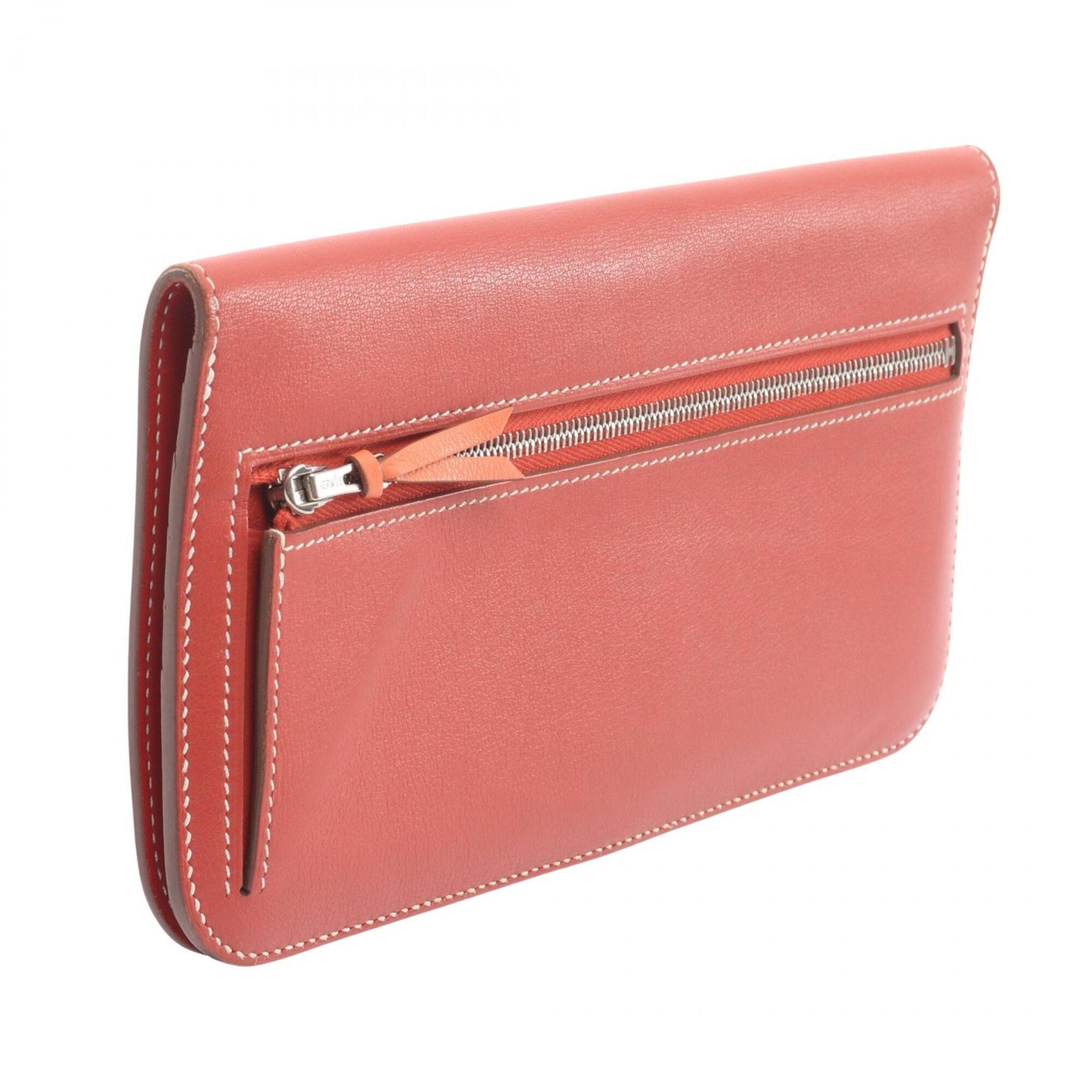 Hermes Bordeaux Pink Swift Leather Leather Long Wallet (Bi-Fold) (Pre-Owned)