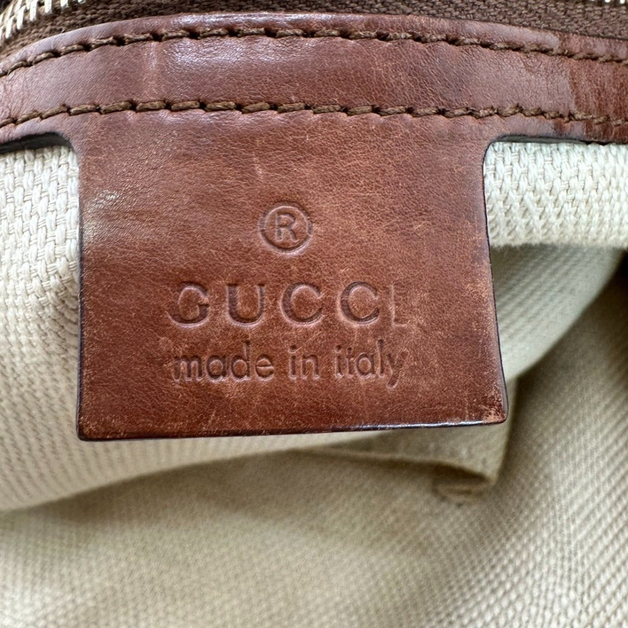 Gucci Brown Canvas Shoulder Bag Tote Bag (Pre-Owned)
