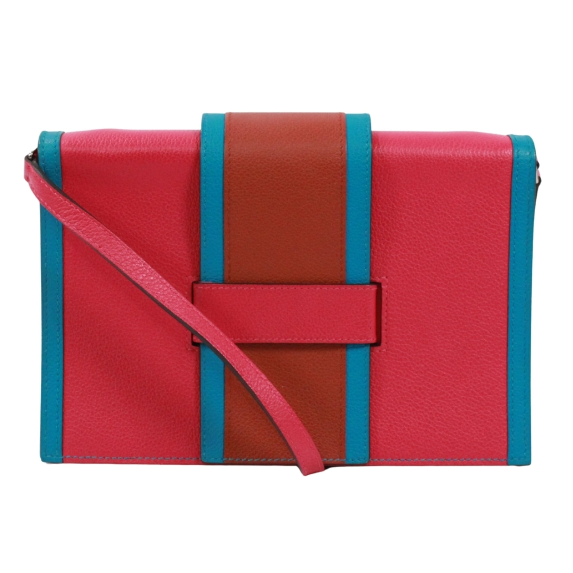 Hermes Blue Brown Pink Togo Leather Shoulder Bag (Pre-Owned)