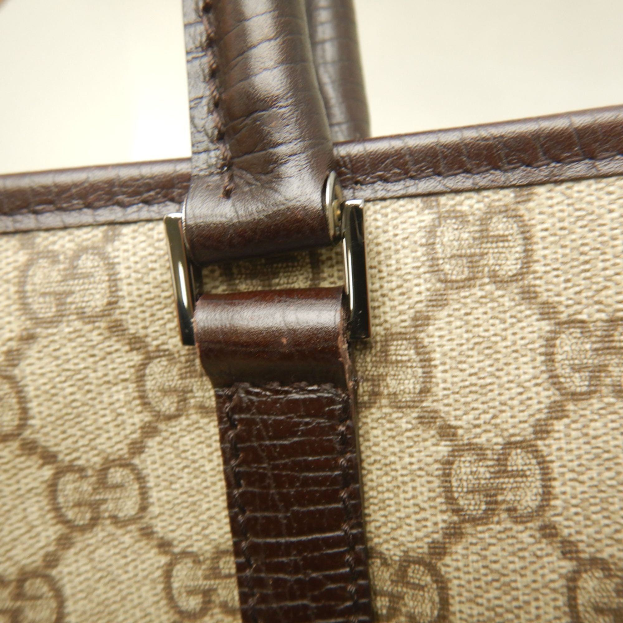 Gucci Beige Gg Supreme Leather Tote Bag (Pre-Owned)