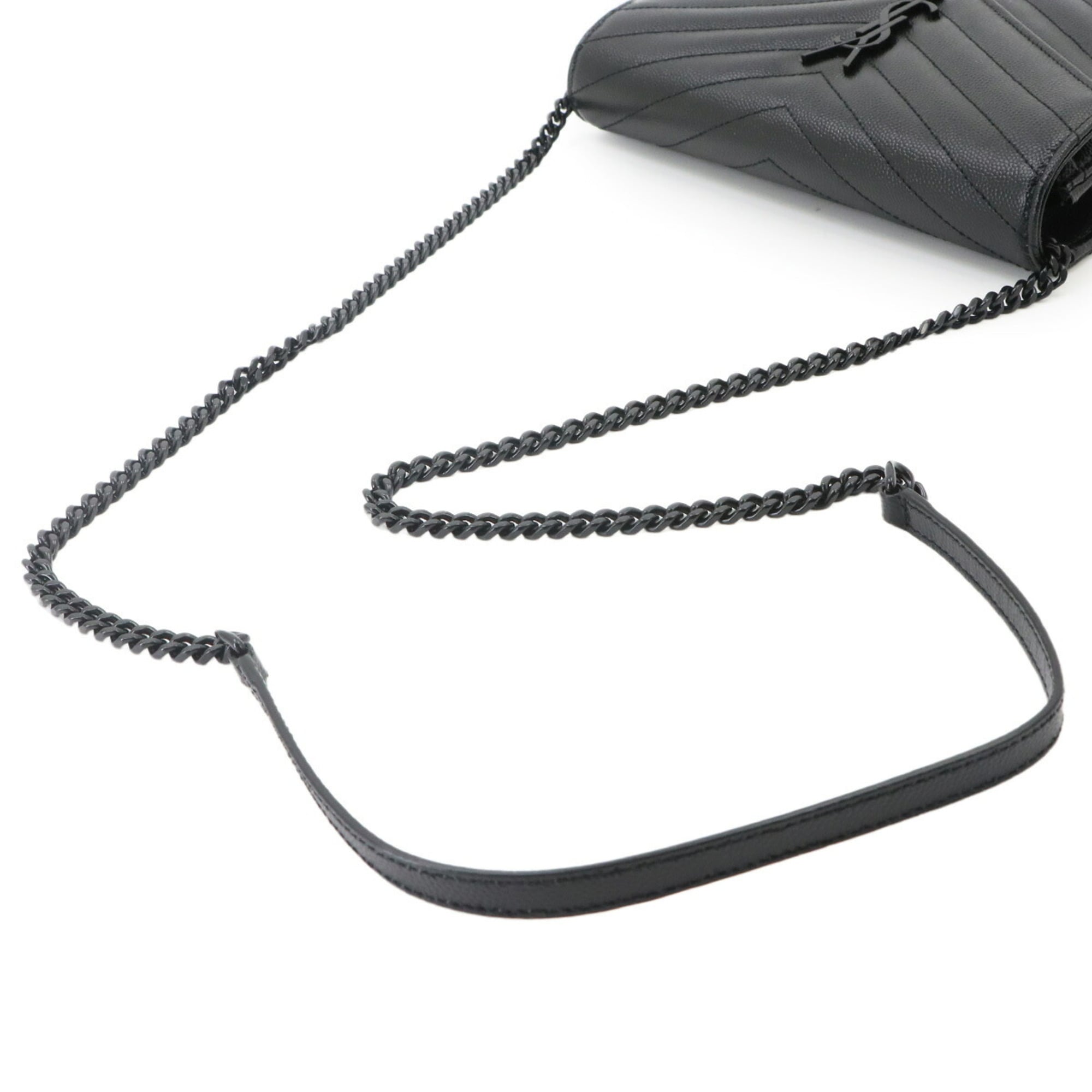 Saint Laurent Black Leather Chain/Shoulder Wallet (Pre-Owned)