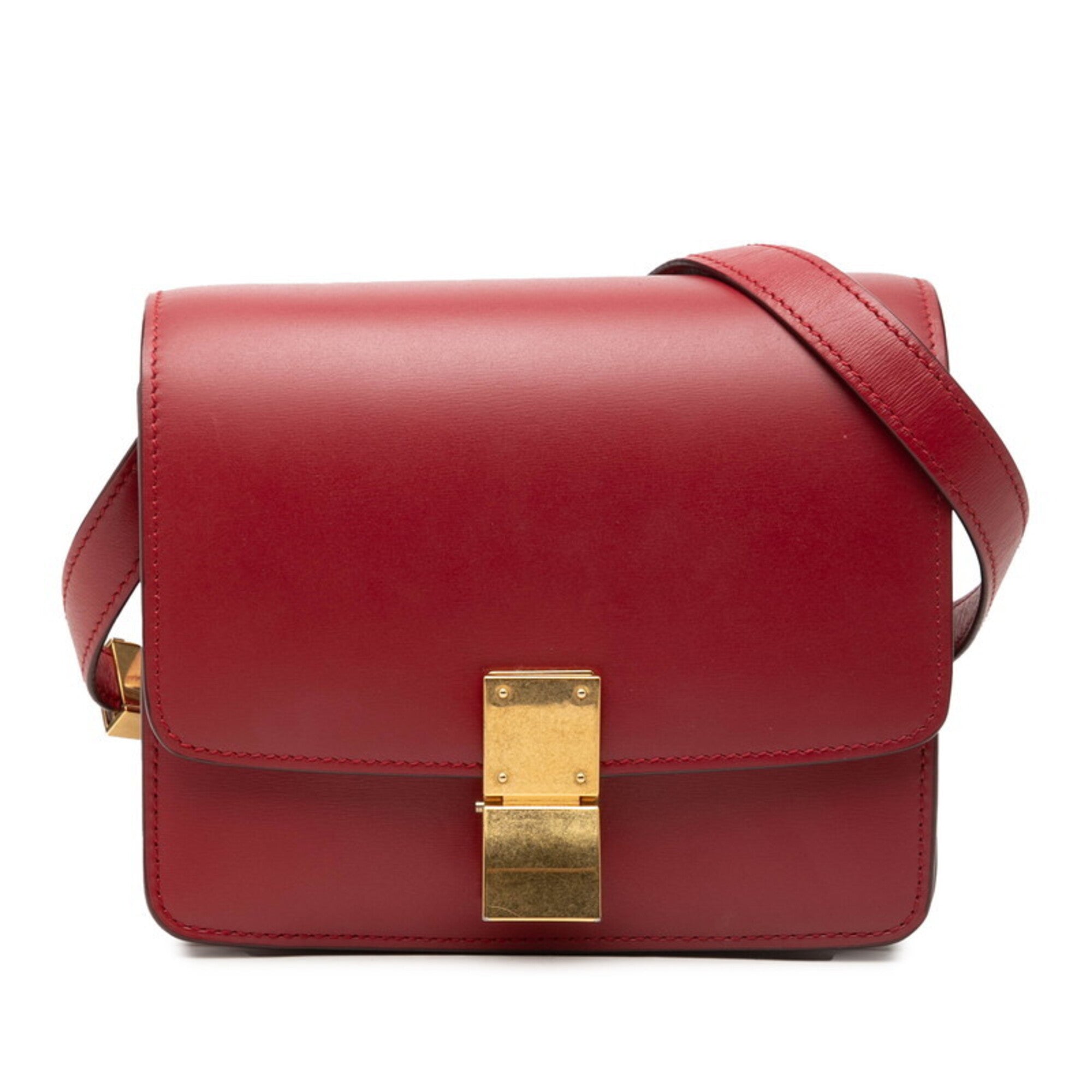 Celine Red Color Leather Shoulder Bag (Pre-Owned)