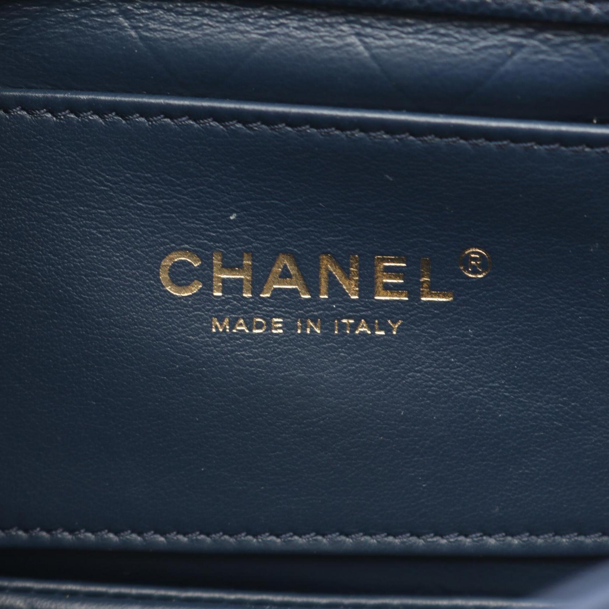 Chanel Navy Grained Calfskin Handbag Shoulder Bag (Pre-Owned)