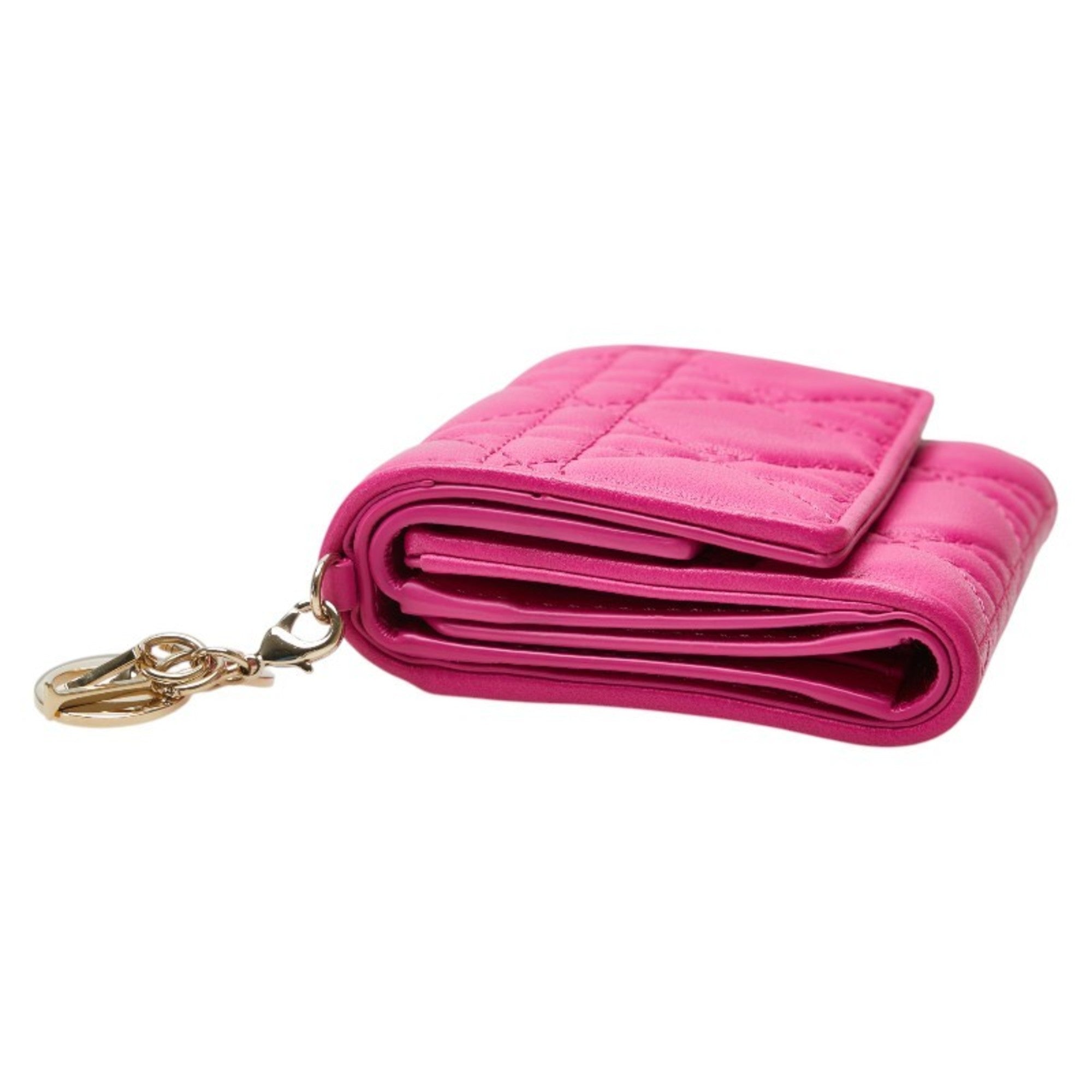 Christian Dior Lady Dior Pink Leather Wallet (Tri-Fold) (Pre-Owned)